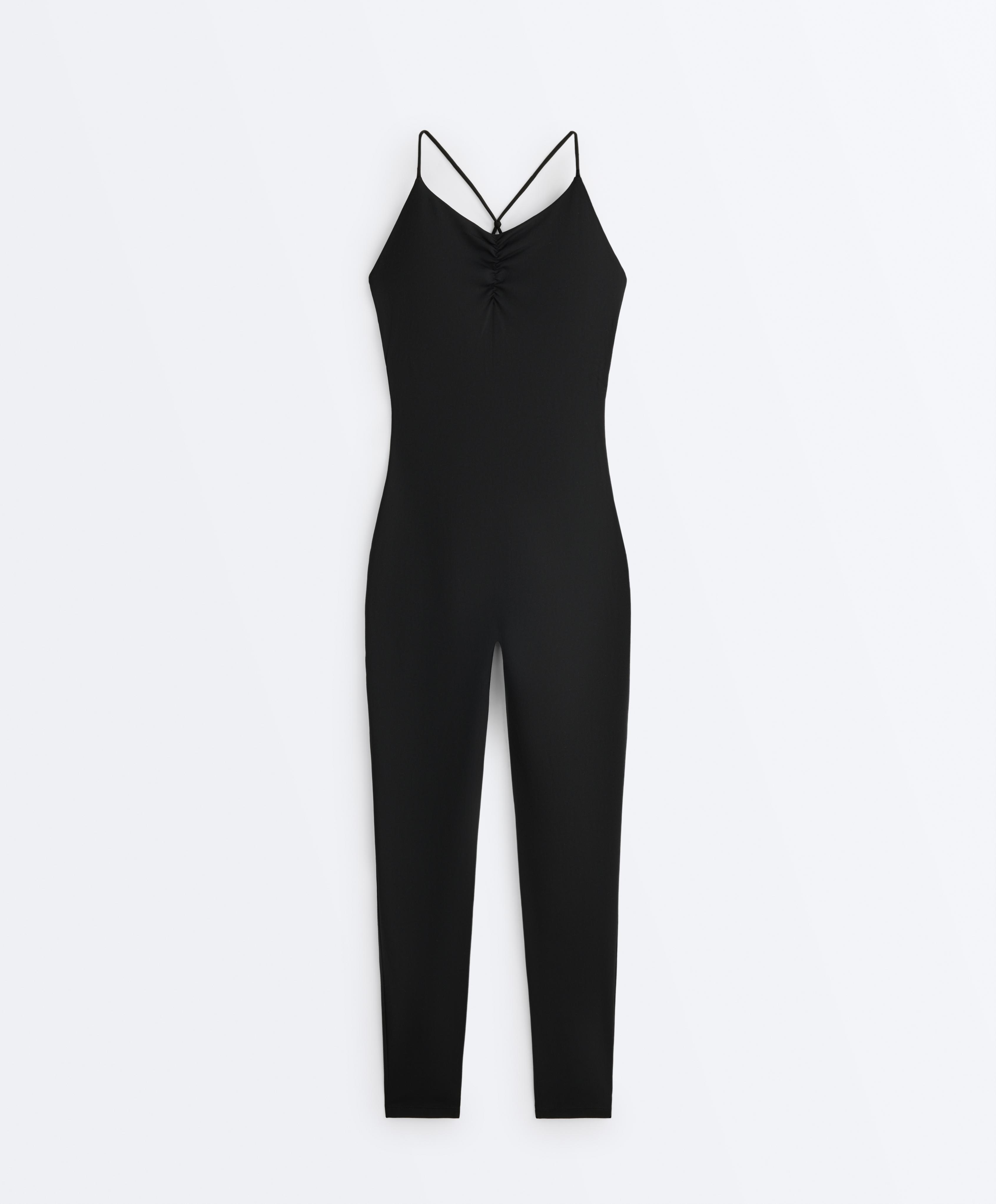 Comfortlux long jumpsuit with knots — BLACK