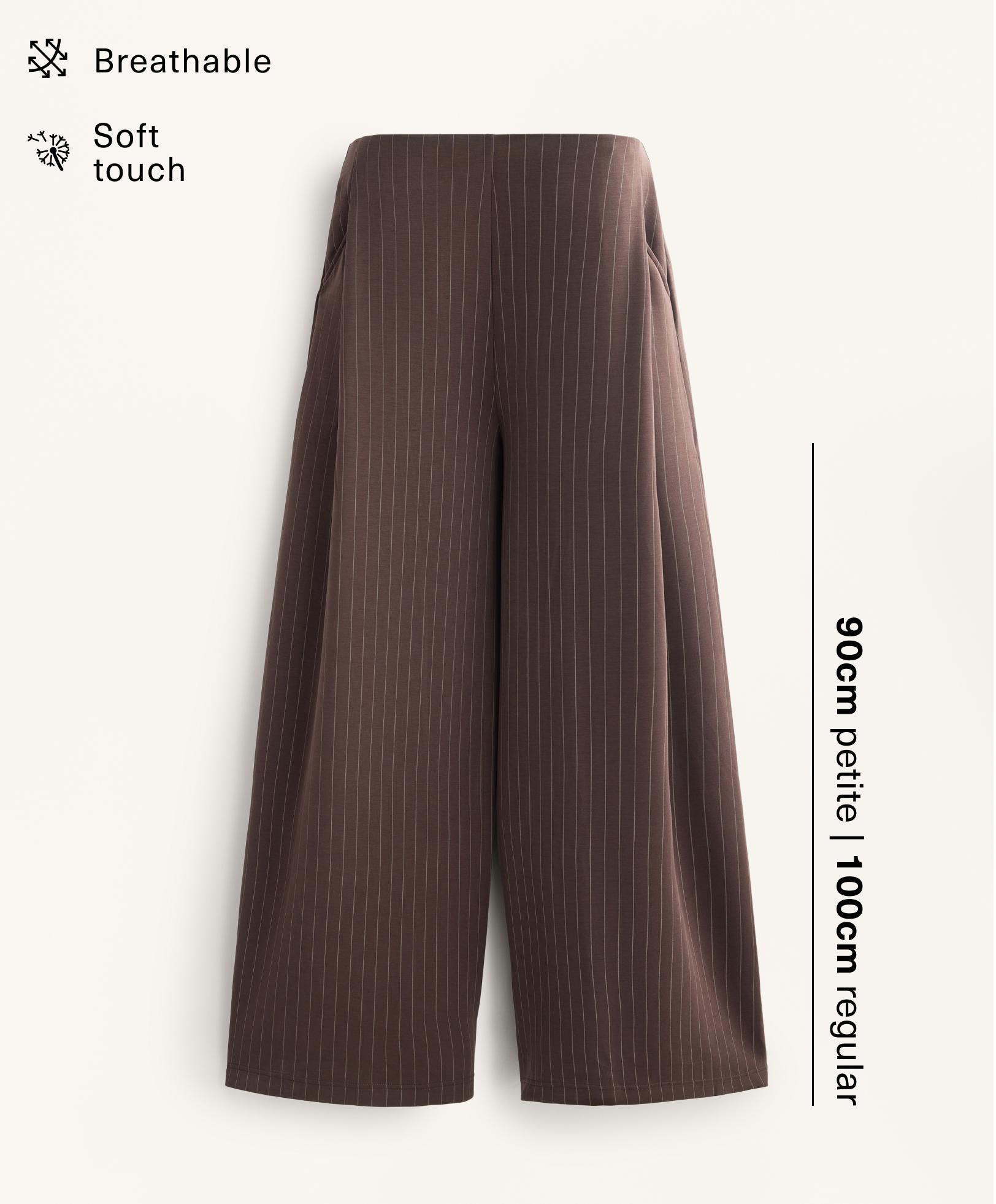 Wide-leg striped trousers with soft-touch modal