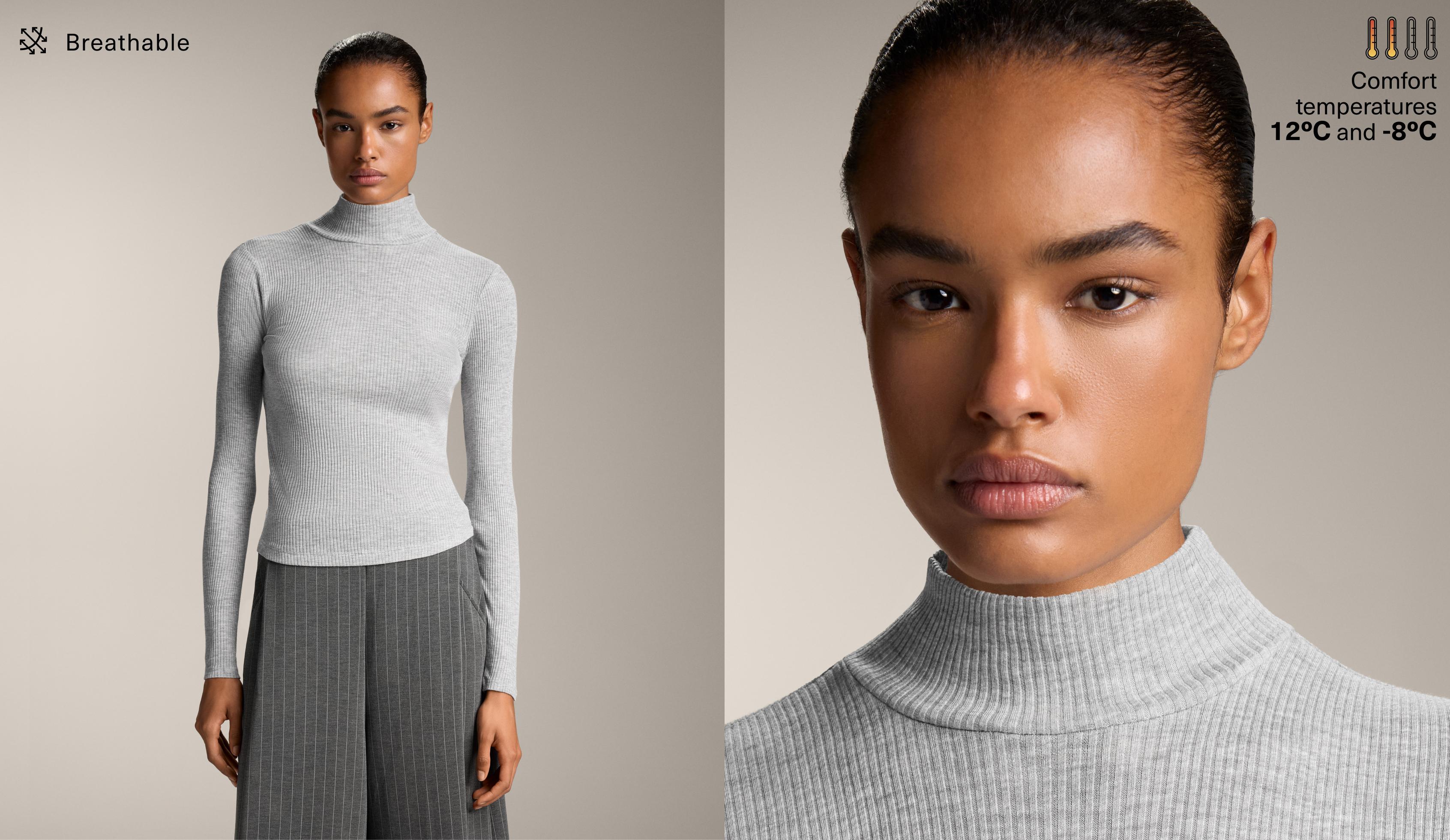 Thermisch basislaag T-shirt met col en rib van lyocell