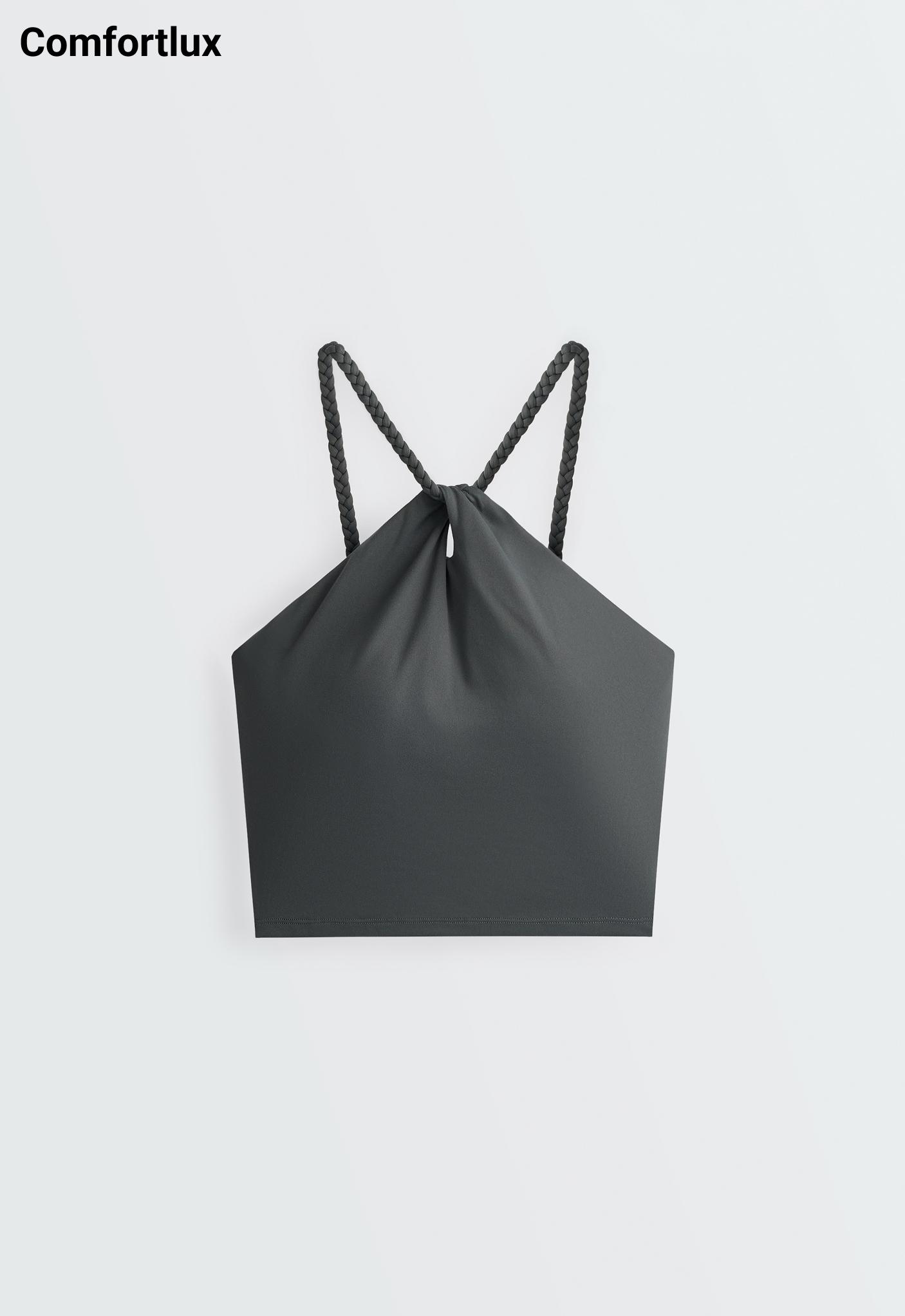 Comfortlux braided halter tank top — STEEL GREY
