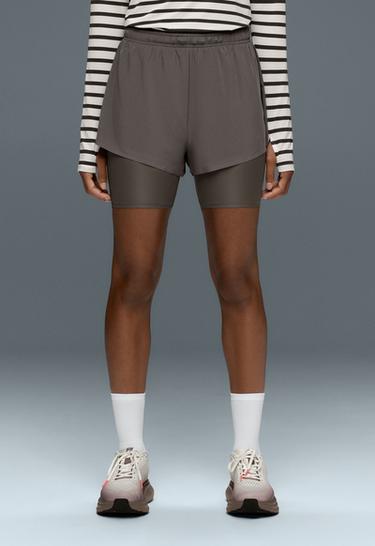 Technical mid rise 2-in-1 shorts — CHARCOAL GREY 3