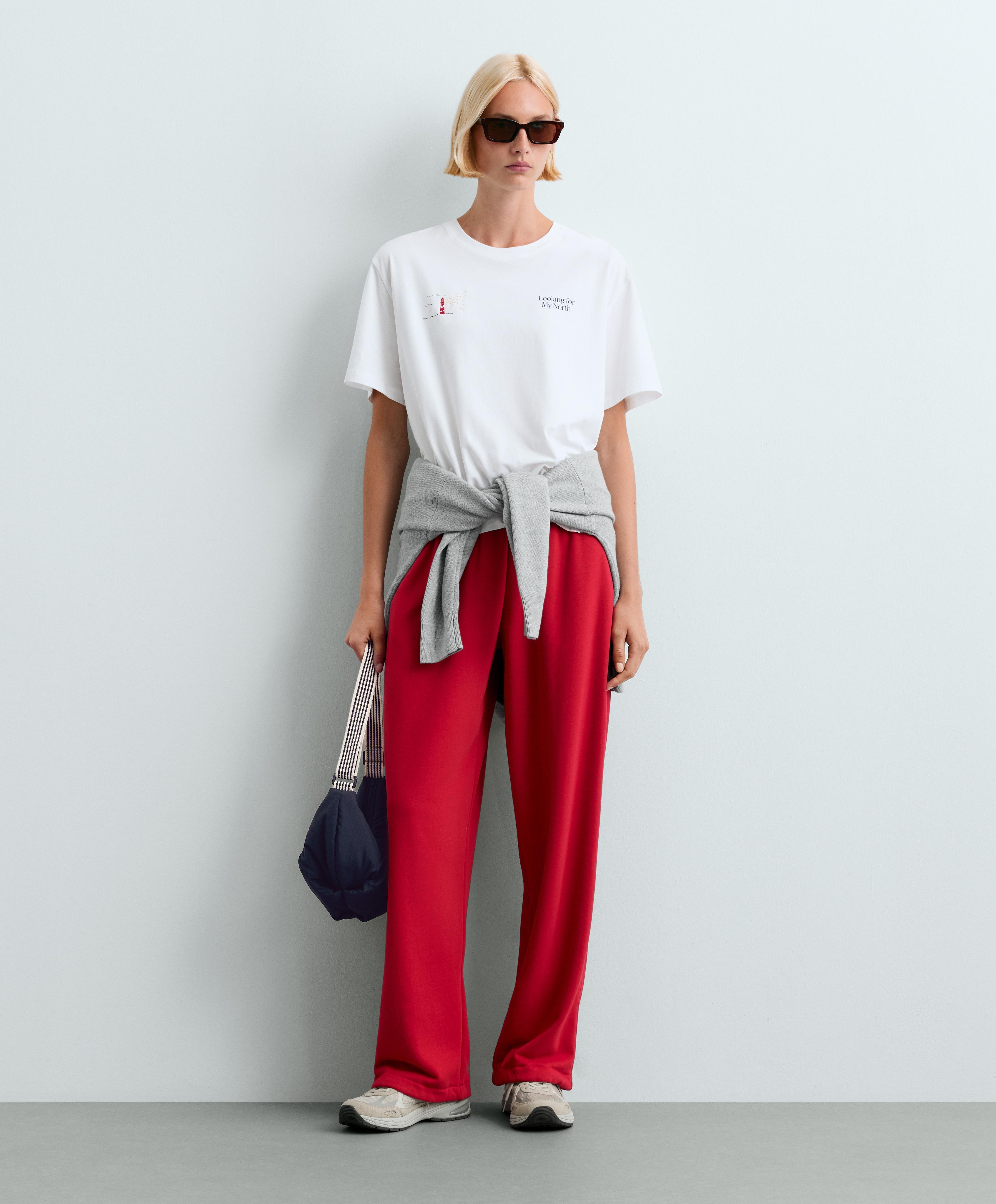 Boxy print cotton blend T-shirt — WHITE 