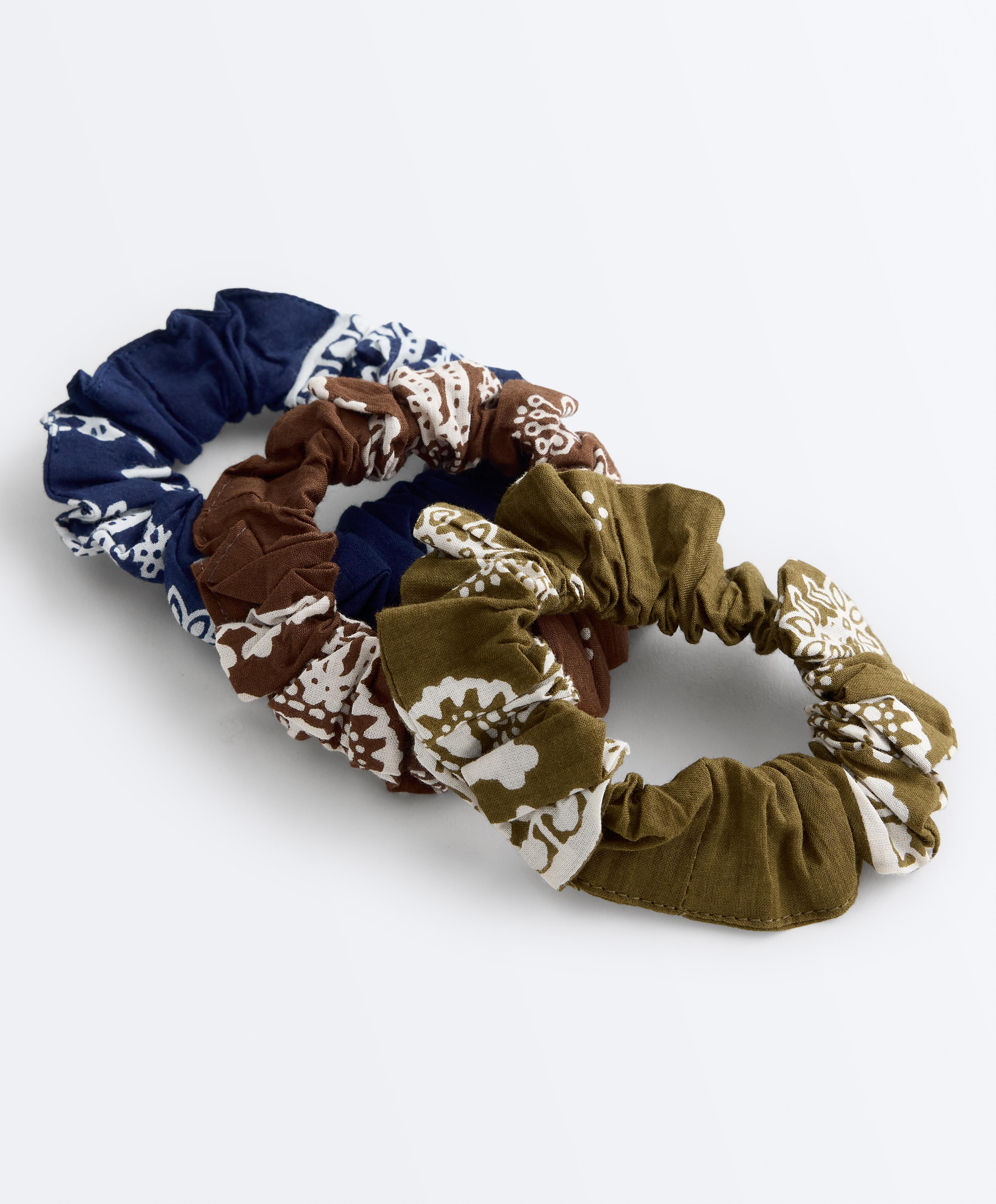 3 lielas apdrukātas matu gumijas no 100% kokvilnas