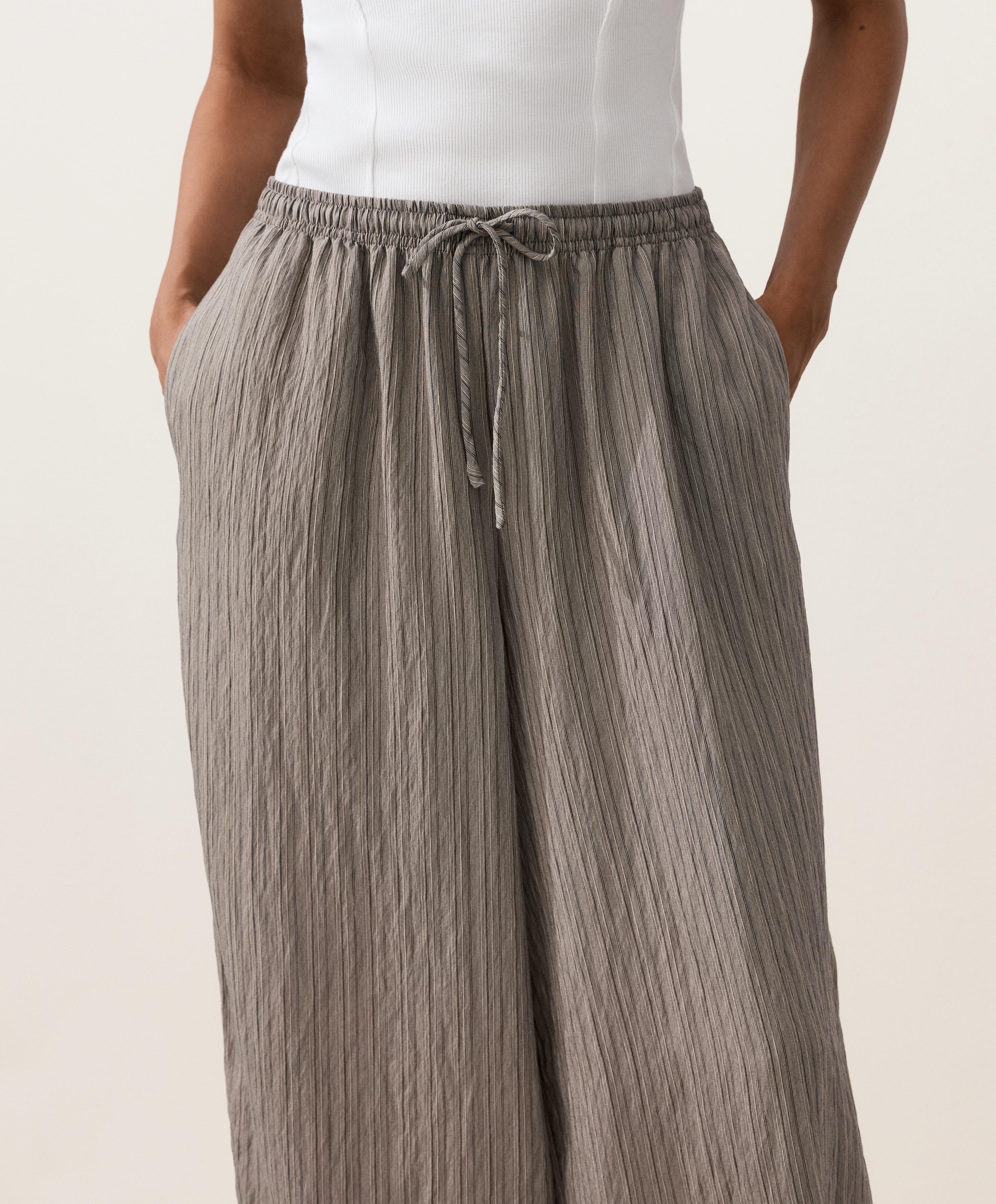 Modal blend striped bloomer trousers — CHARCOAL GREY