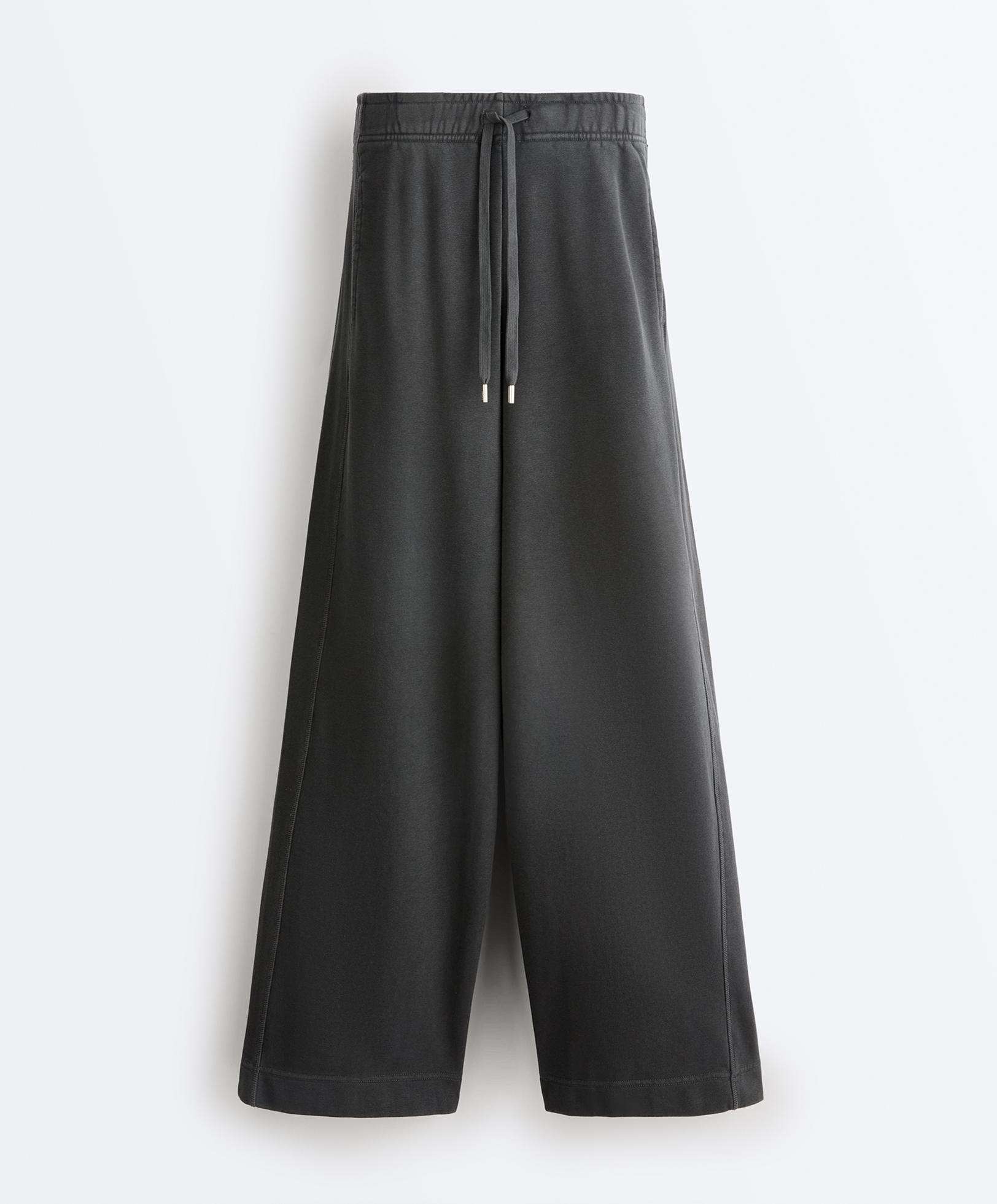 Fleece cotton blend straight-leg trousers — DARK ANTHRACITE