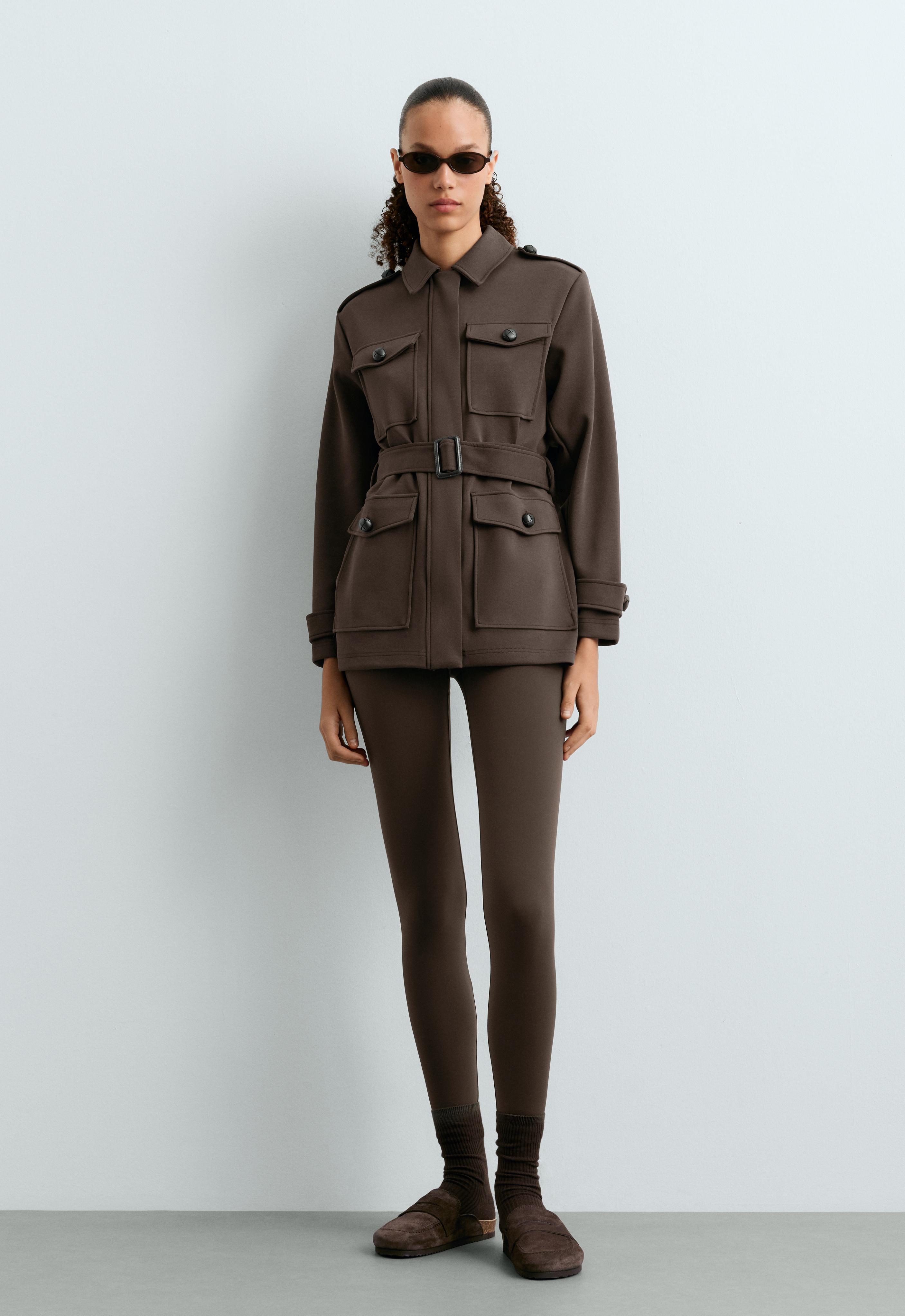 Cotton piqué pockets long jacket Cotton piqué pockets long jacket