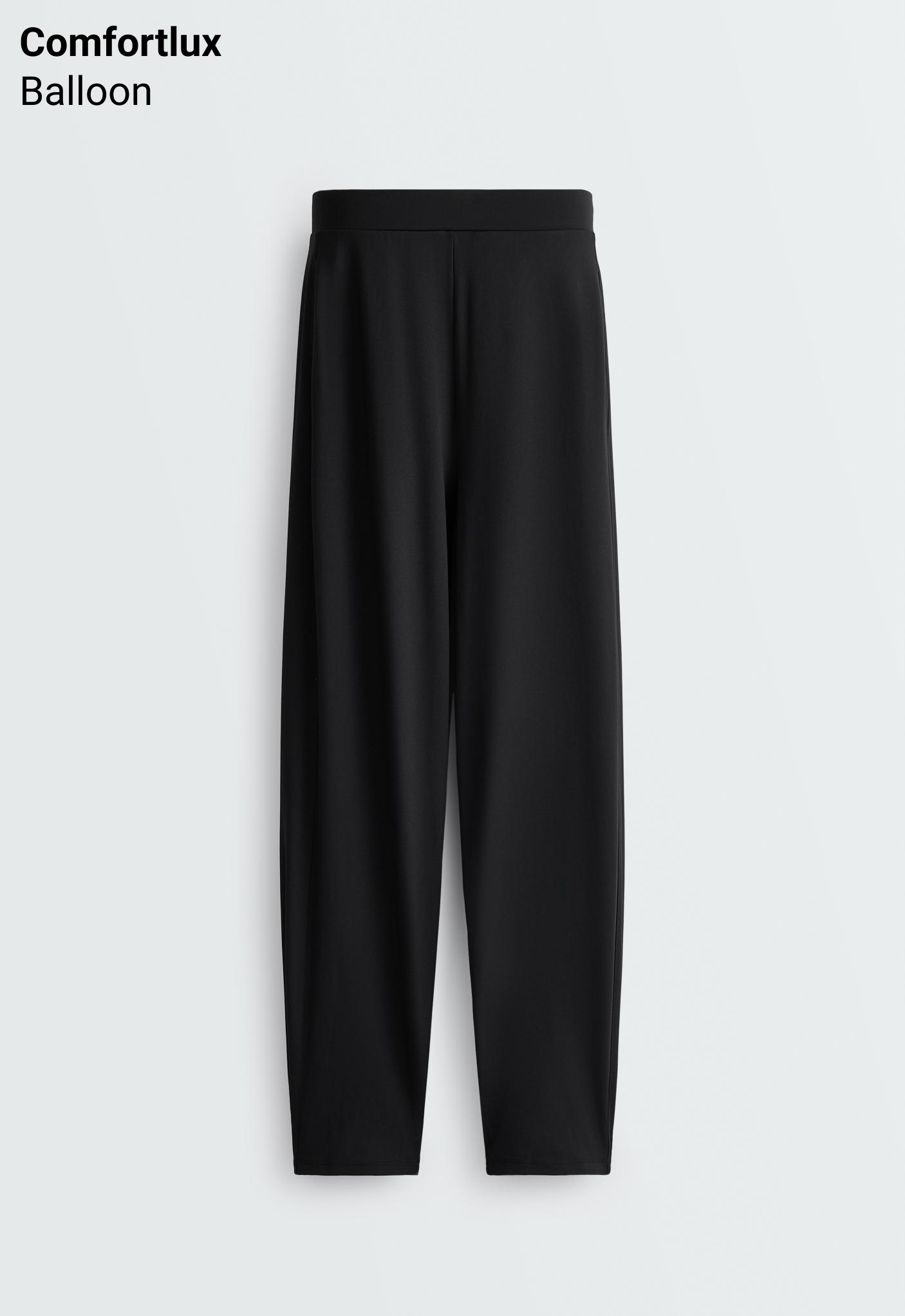 Mid-rise Comfortlux balloon trousers — BLACK