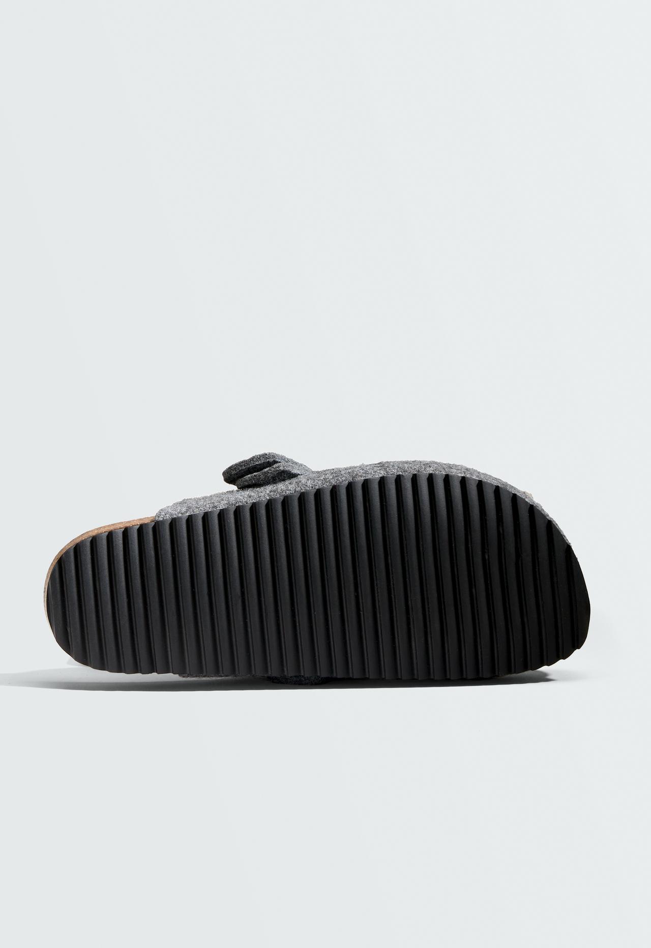 Felt-Effect Mule Clogs with Buckle — GREY