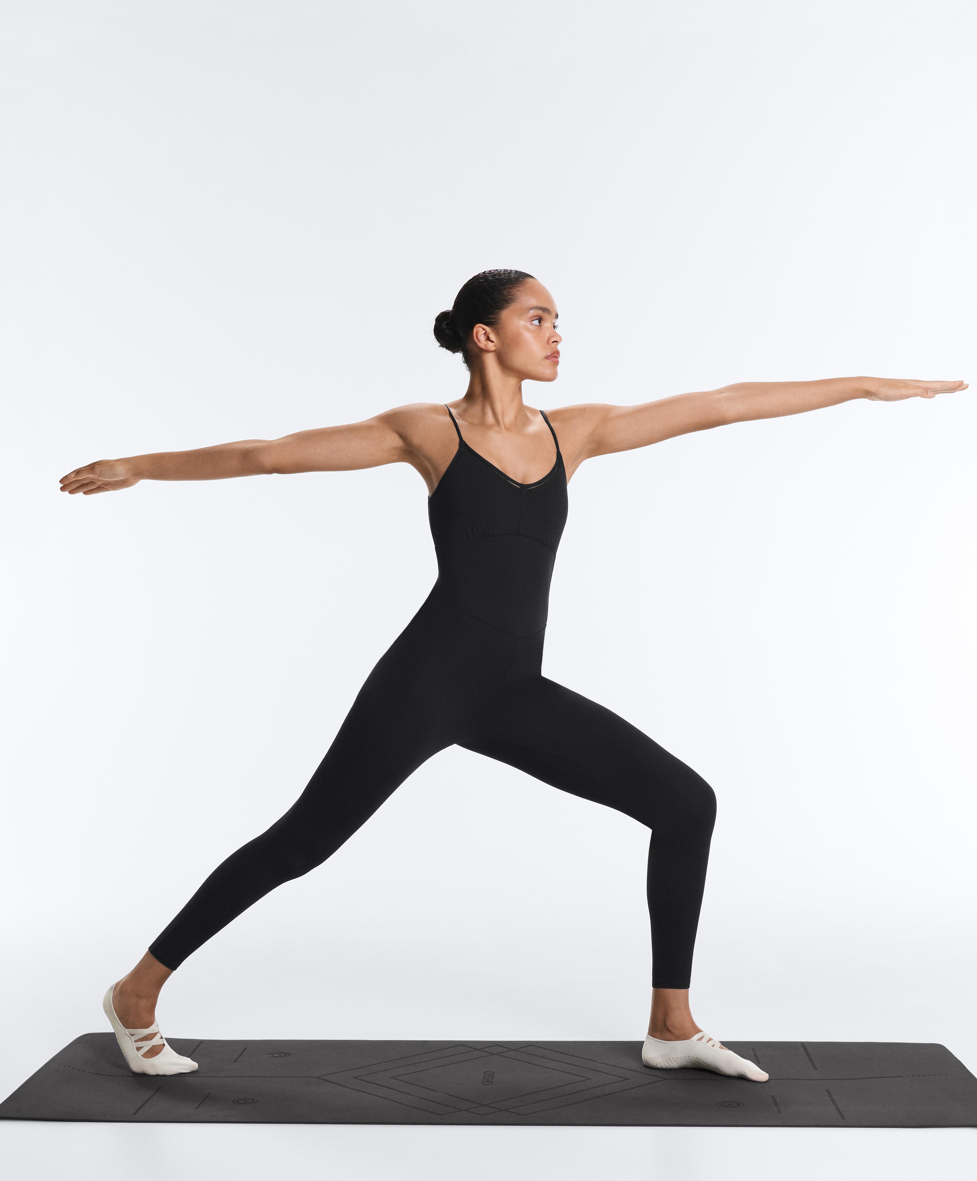 Comfortlux hemstitch long jumpsuit — BLACK