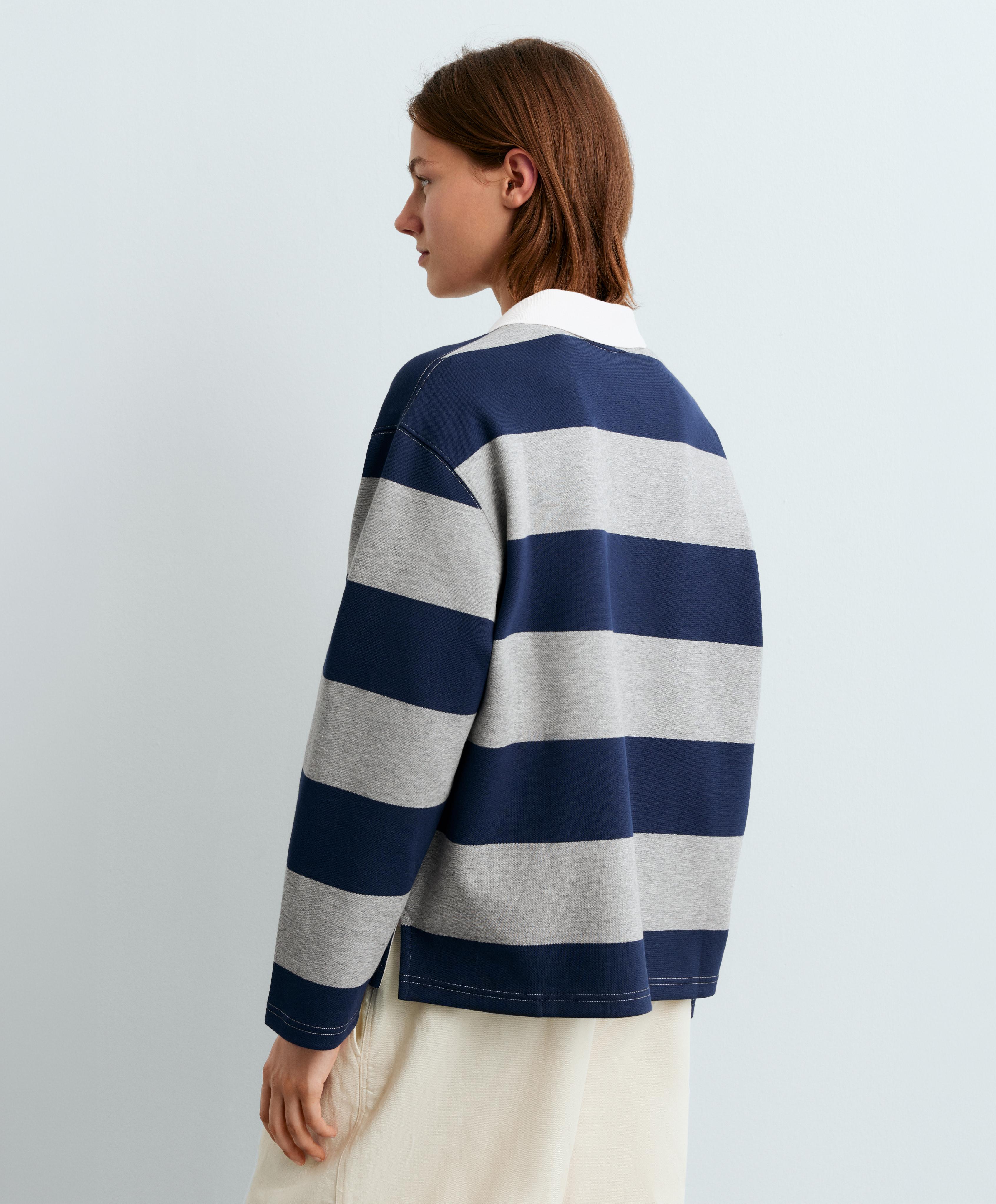 Striped jacquard cotton piqué polo shirt — DARK GREY