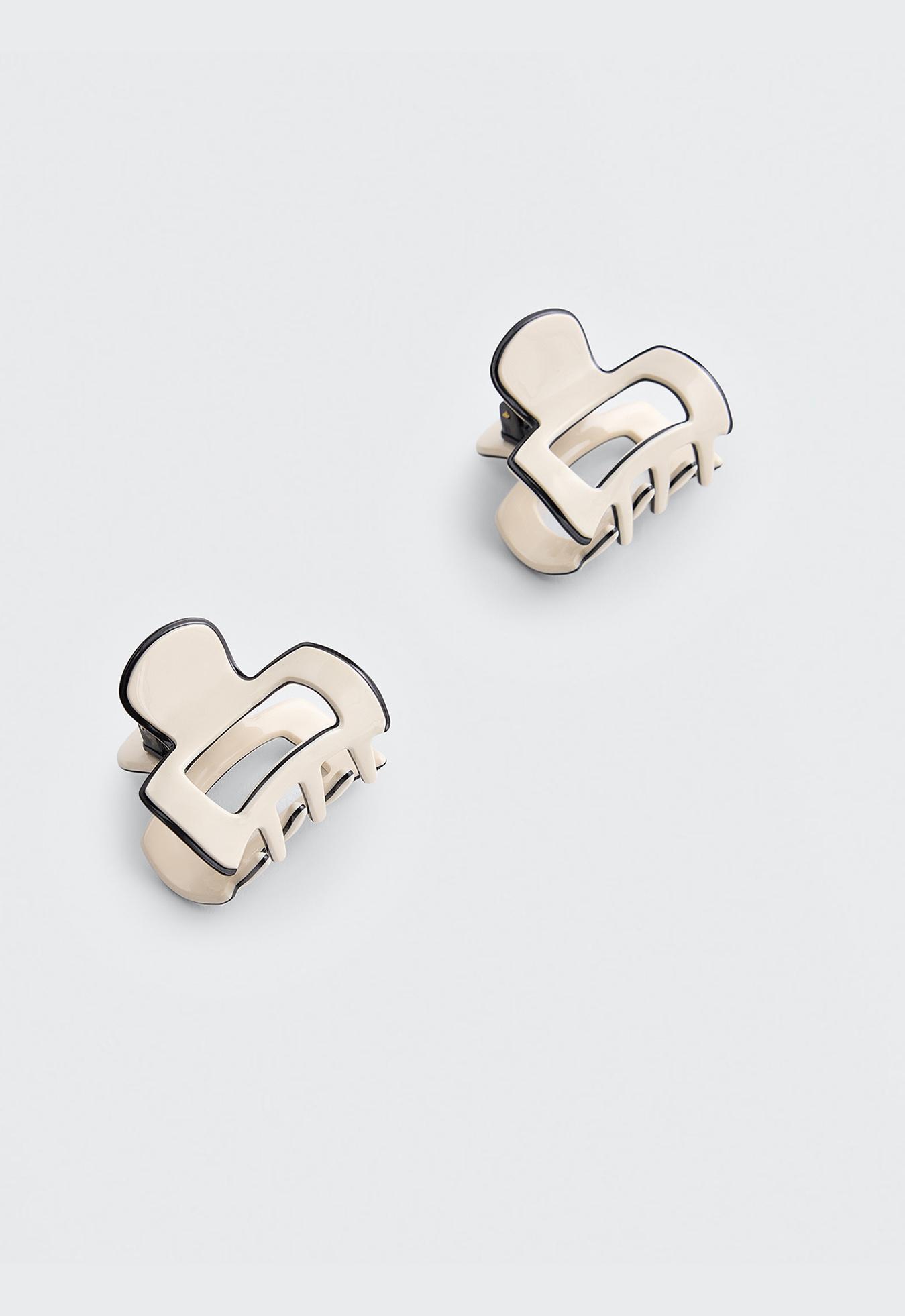2 mini piping hair clips — CREAM
