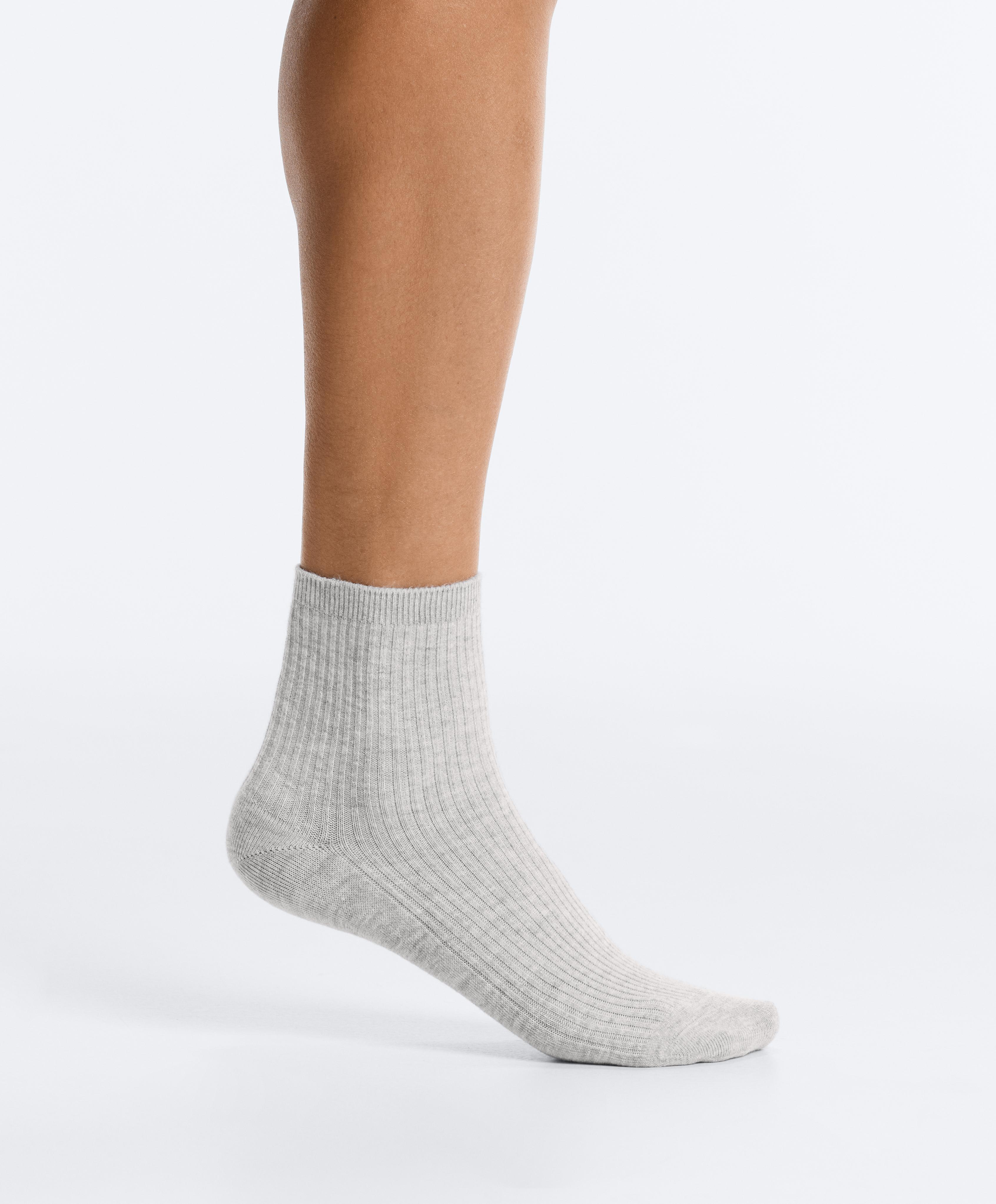 5 pairs of cotton blend quarter socks — DARK KHAKI