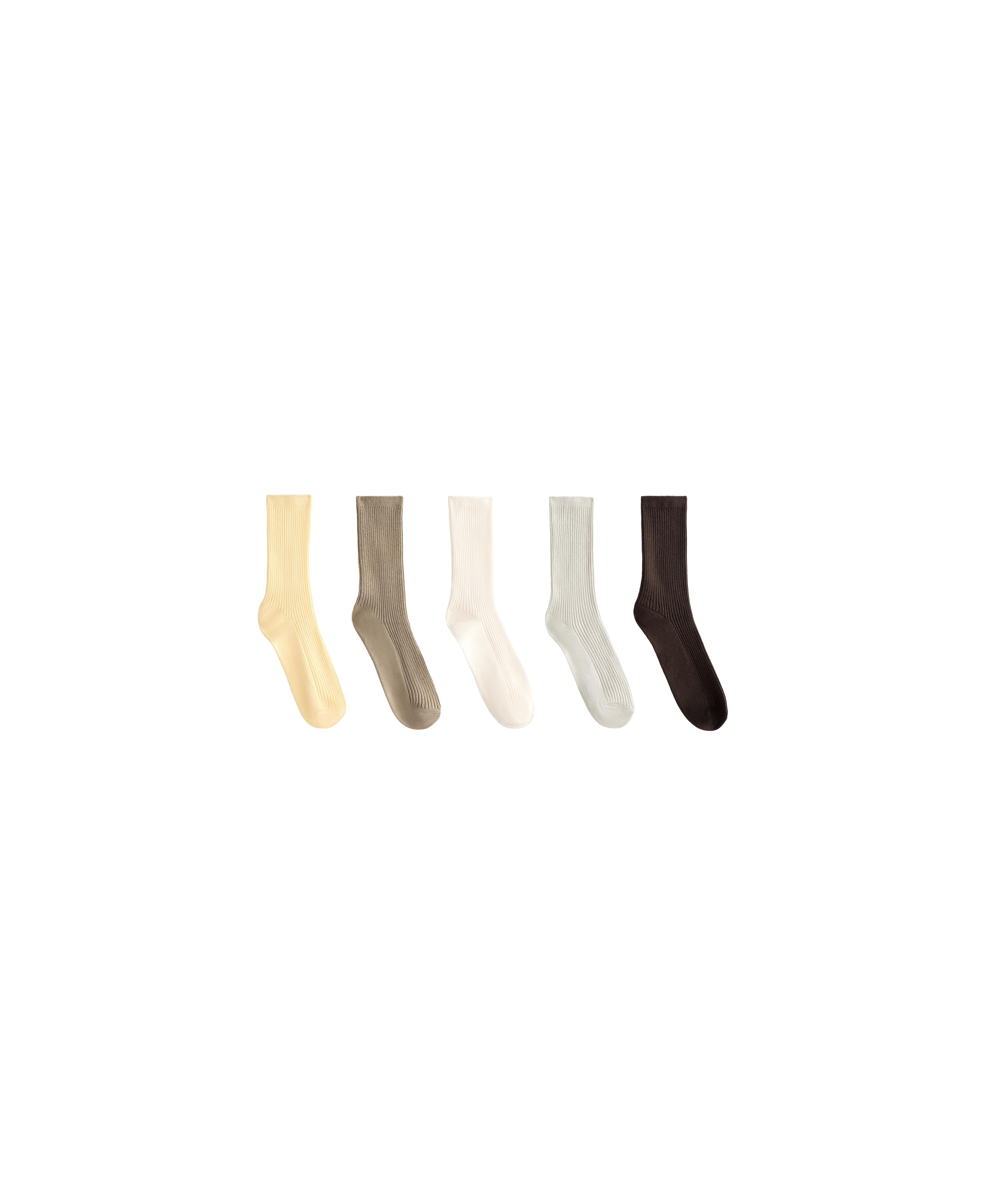 5 pairs of cotton blend classic socks — PALE YELLOW