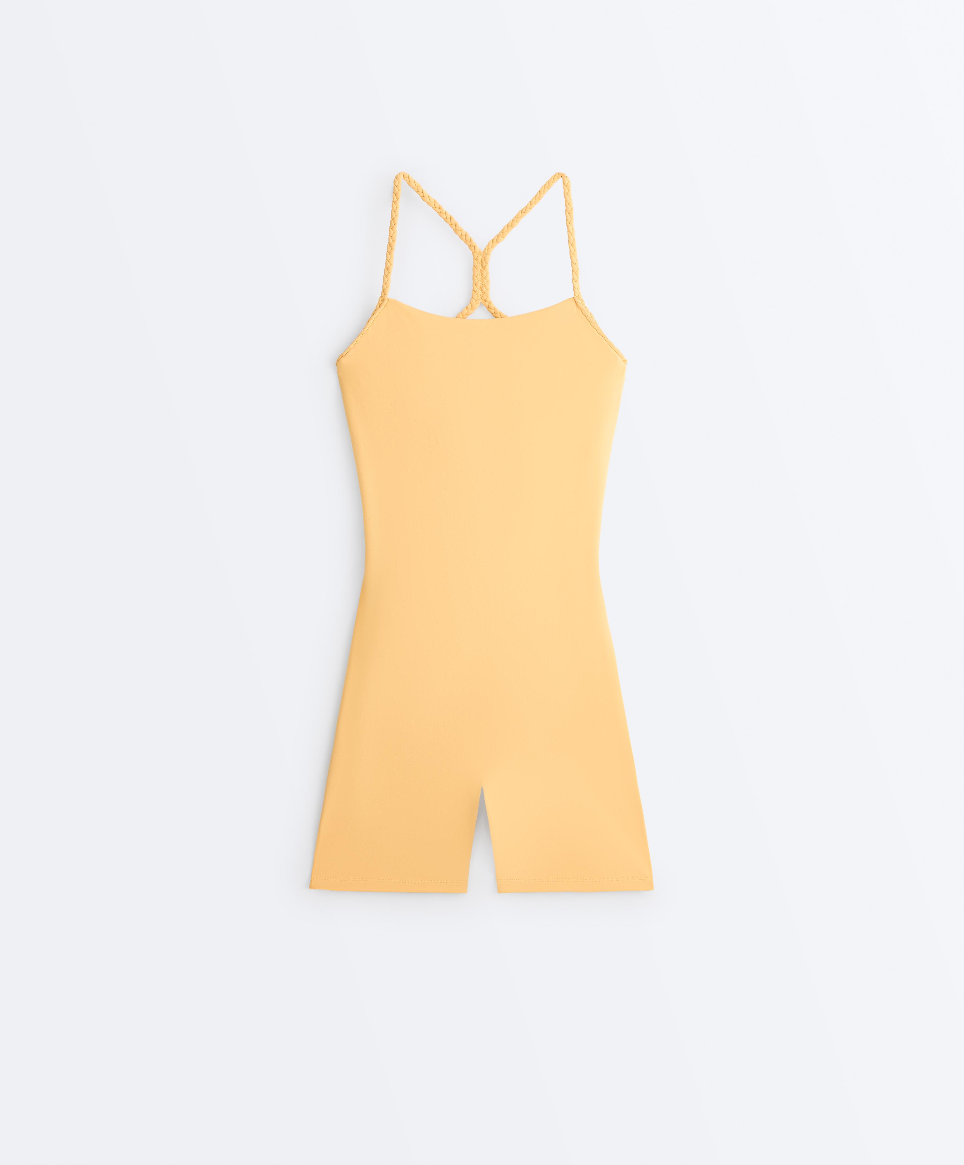 Comfortlux braided short jumpsuit — BURNT YELLOW