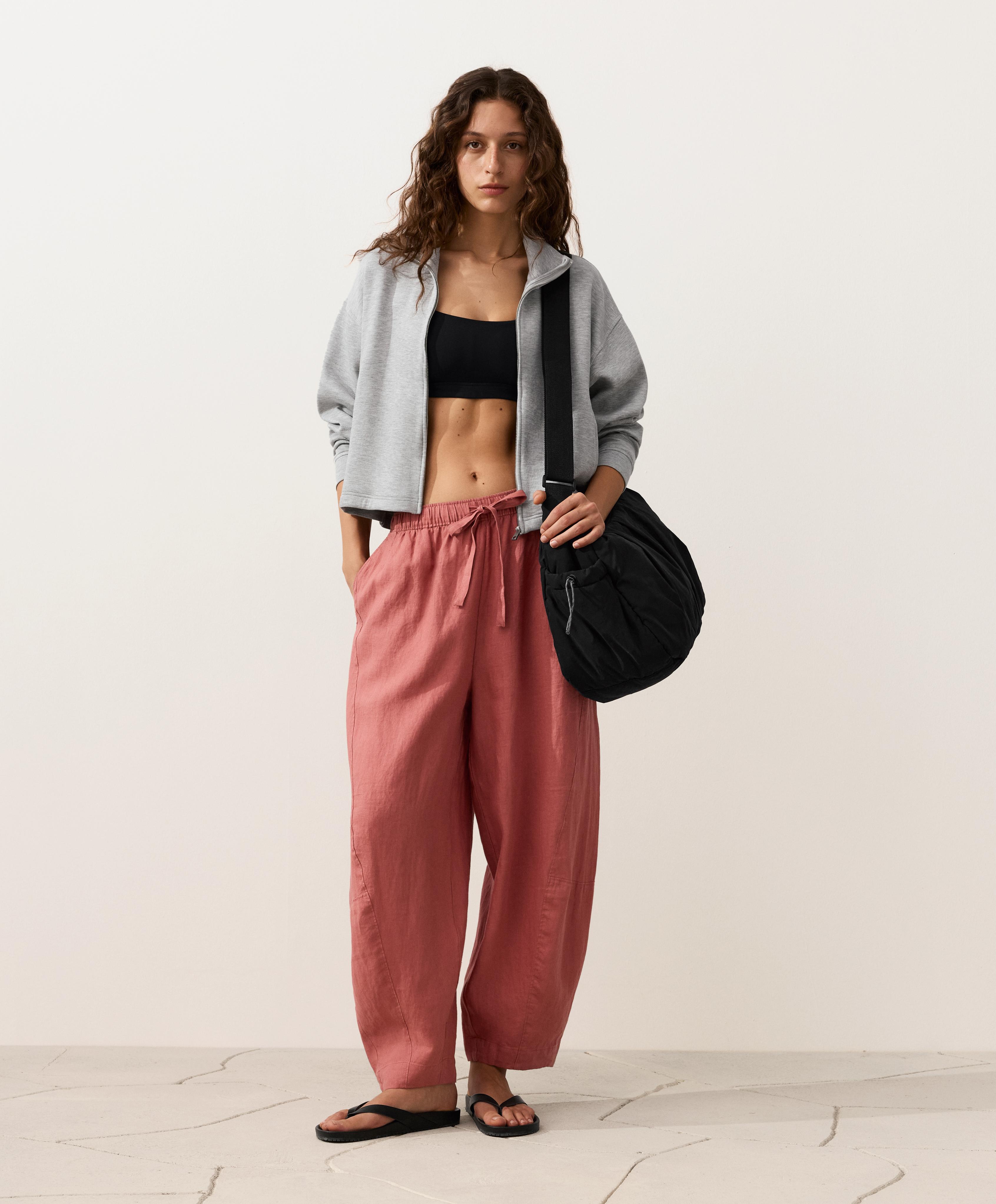 100% linen balloon trousers — CORAL
