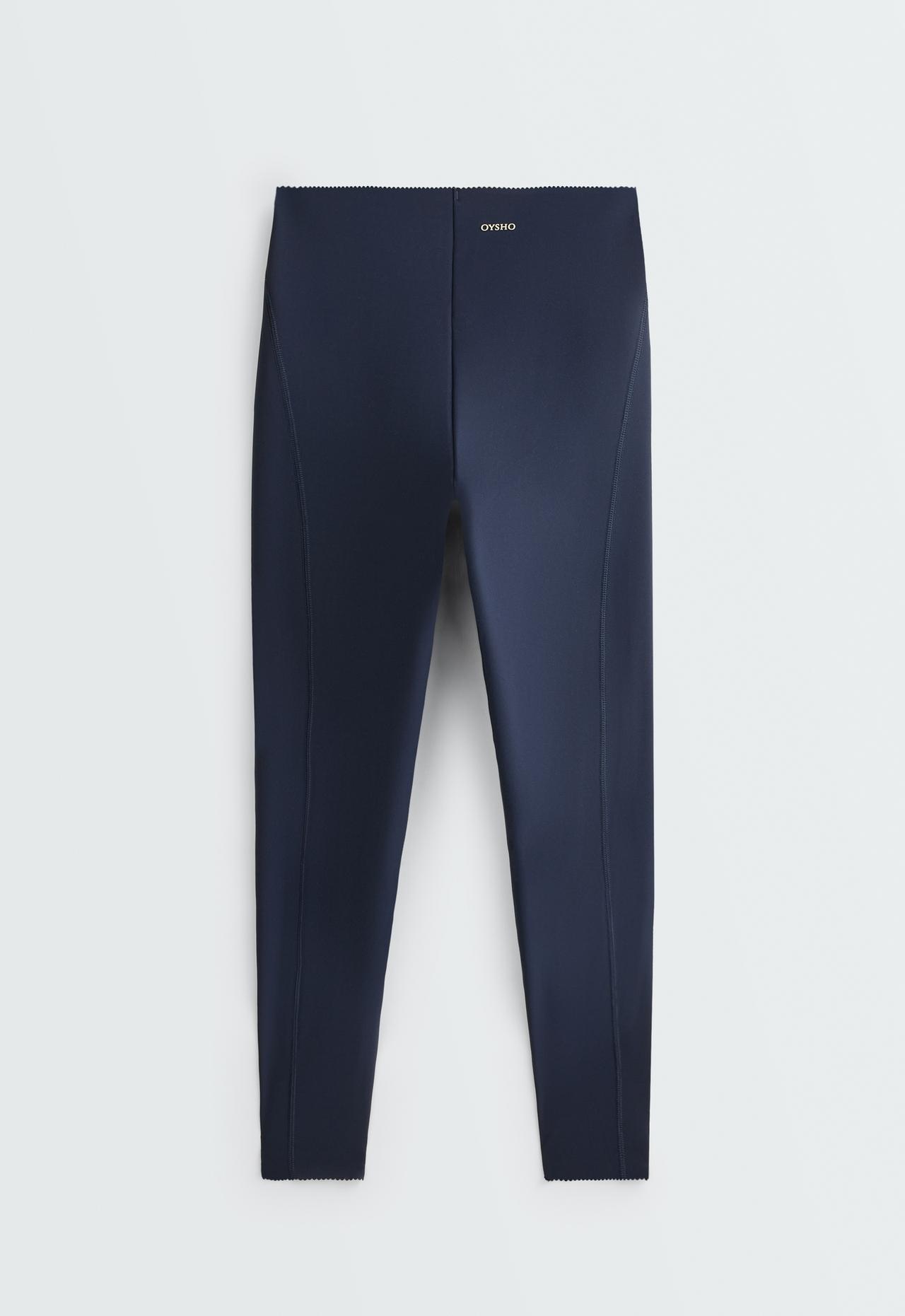 Ankle-length high rise Compressive core control leggings — NAVY BLUE