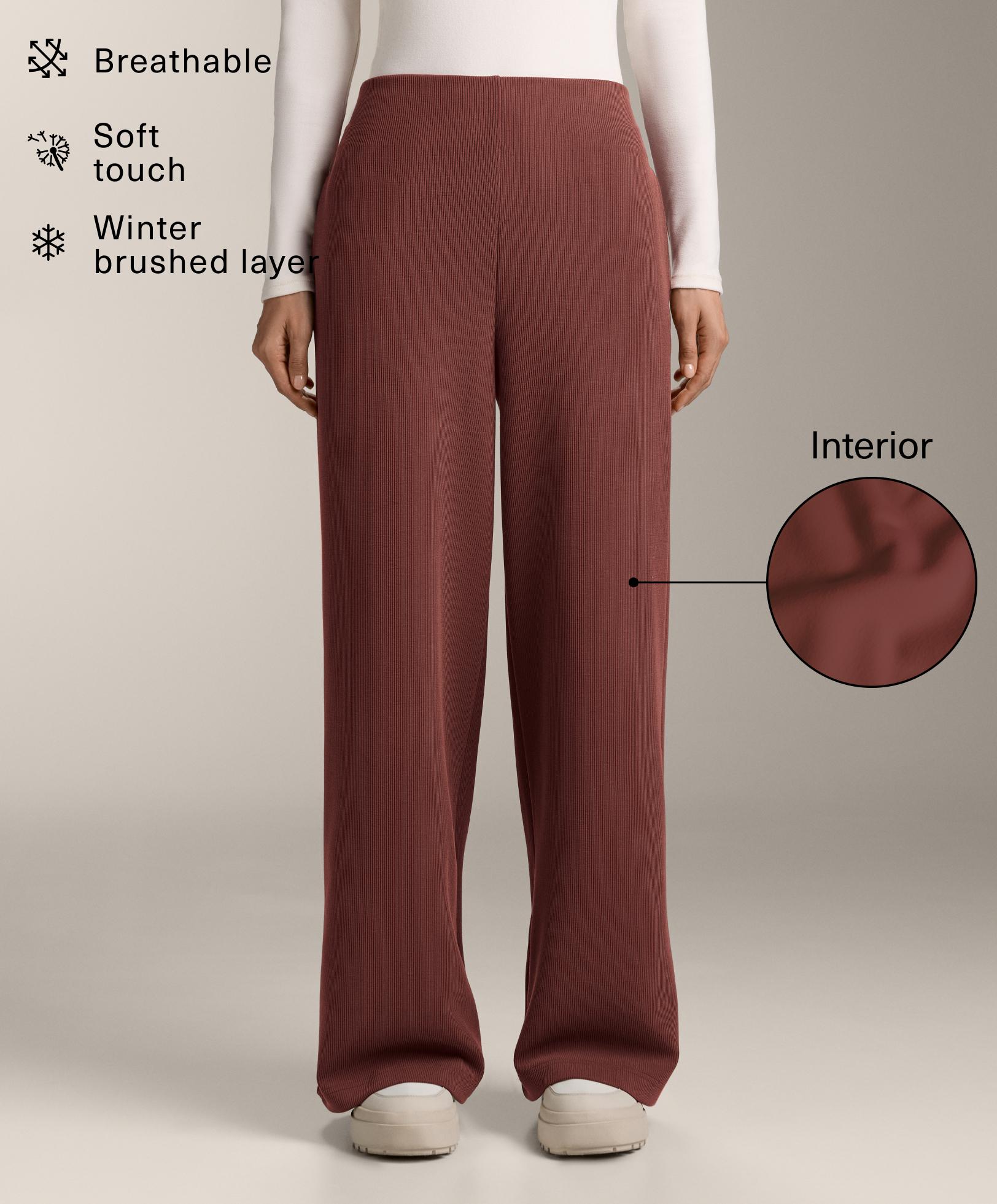 High rise rib trousers with soft touch modal