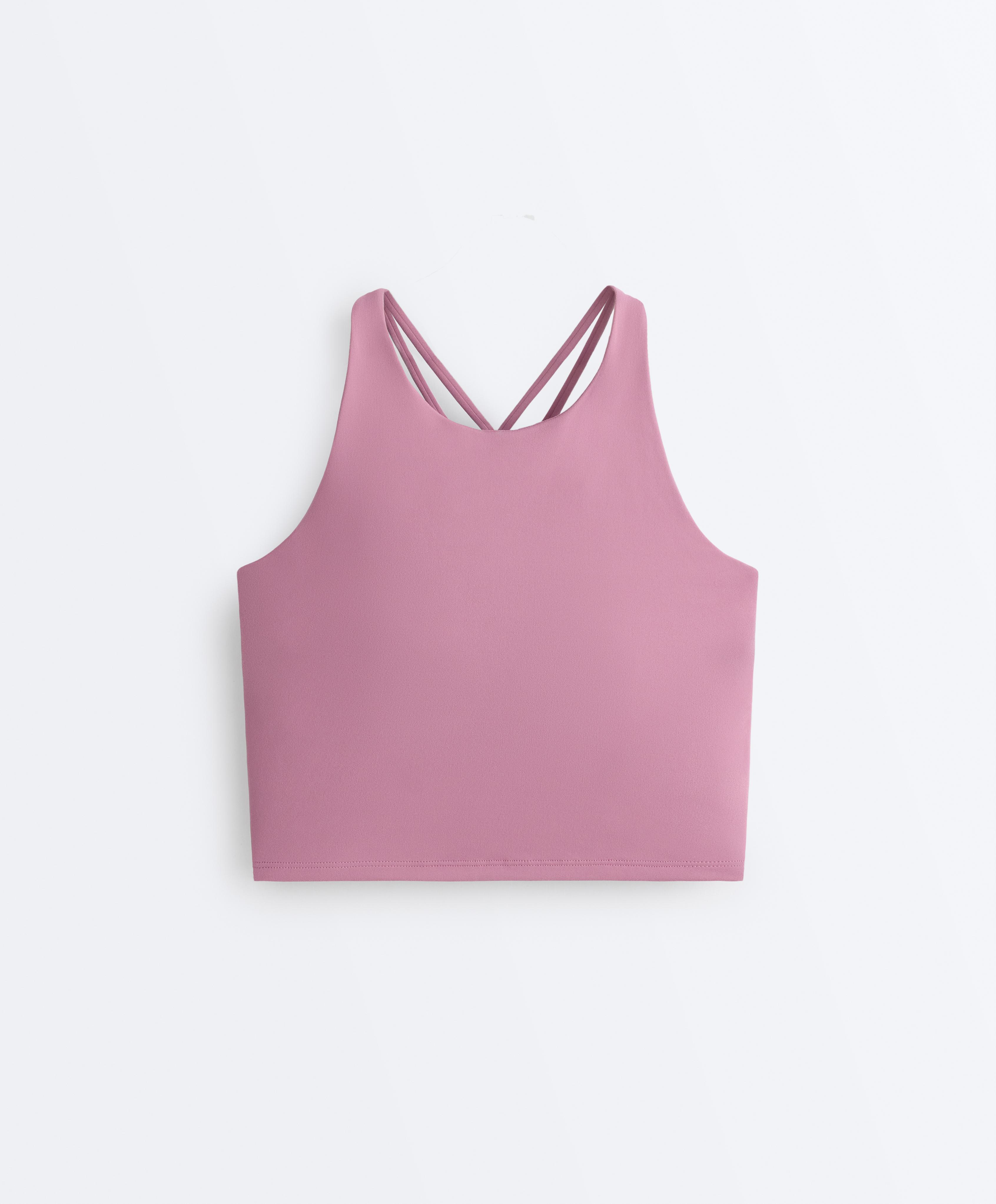 Comfortlux strappy tank top with cups — MAUVE PINK