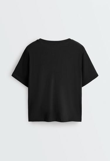 Boxy short-sleeved cotton blend T-shirt — BLACK 6