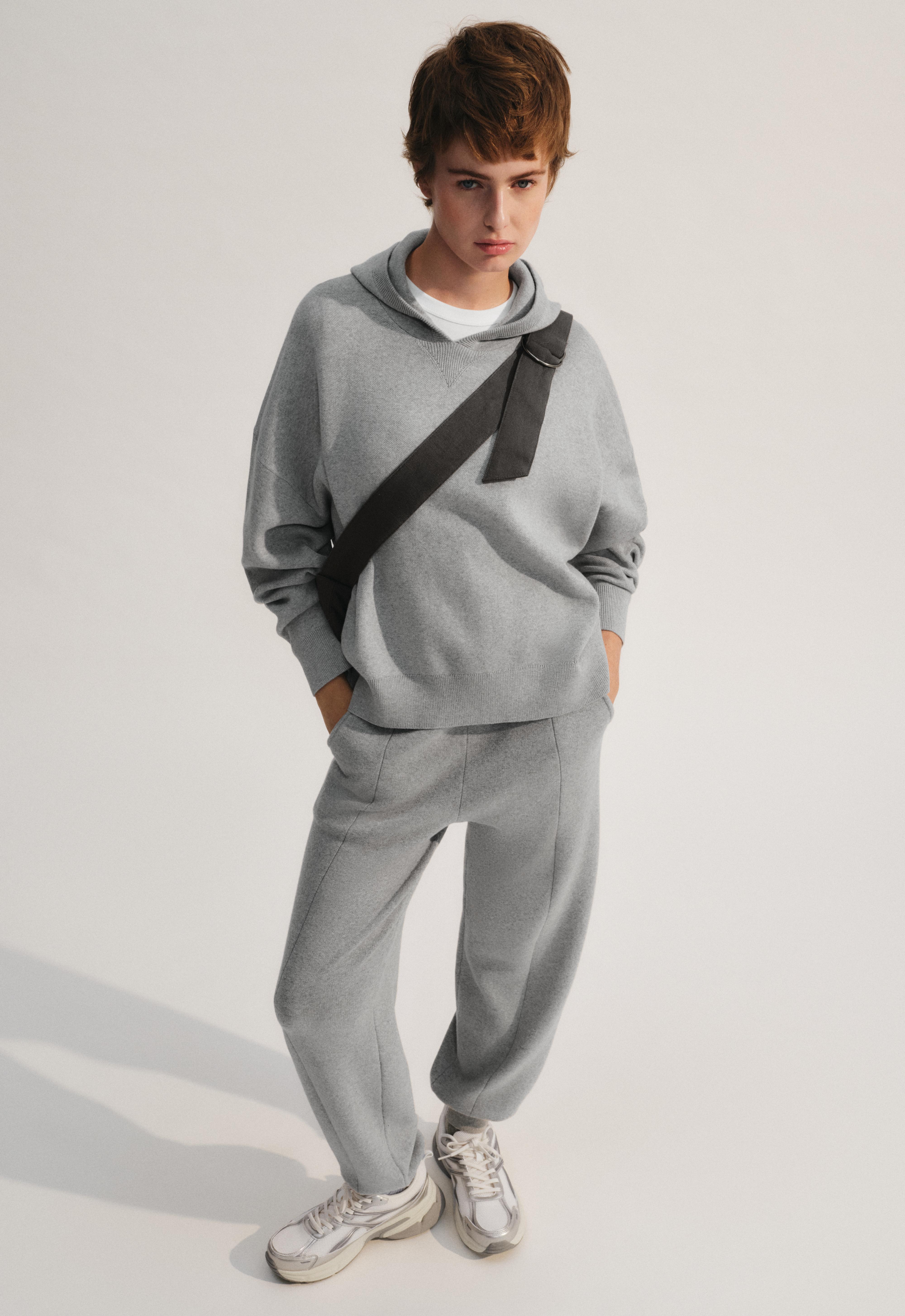 Cotton-blend knit joggers — PALE GREY