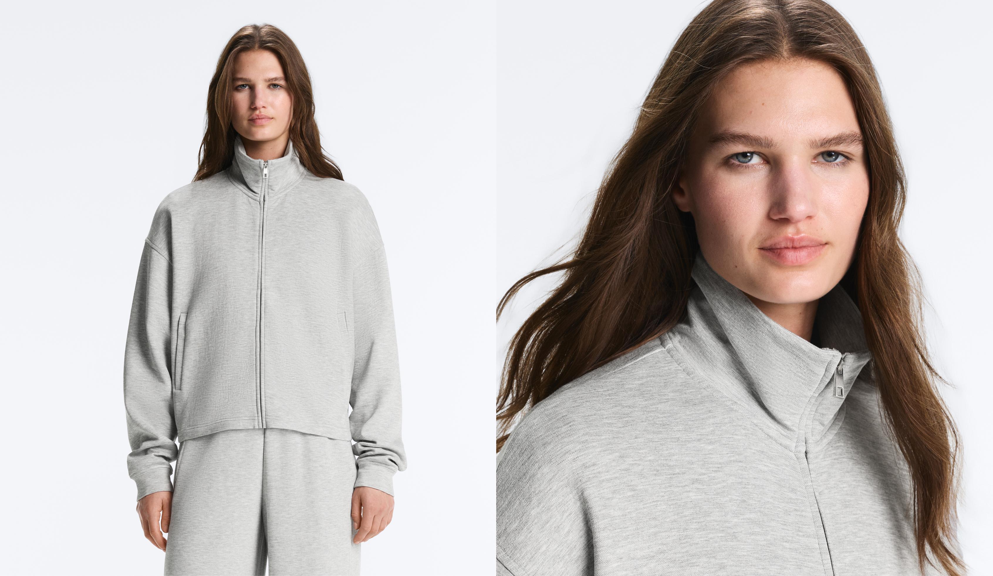 Mélange piqué jacket — GREY MELANGE