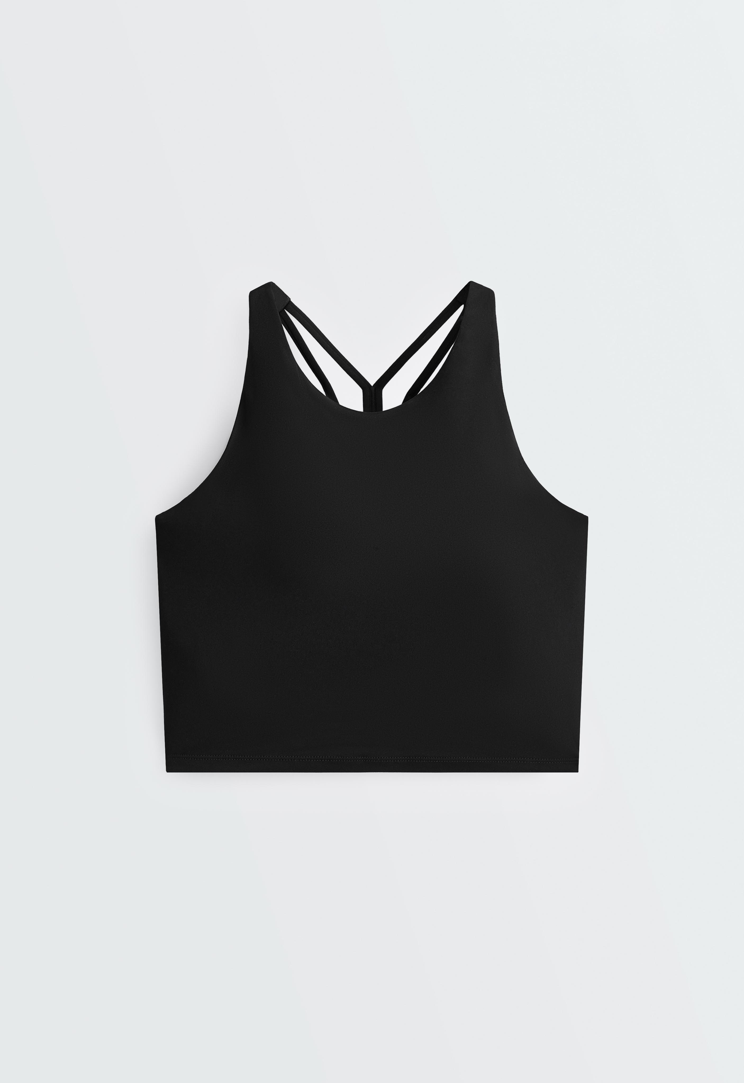Comfortlux strappy tank top with cups — BLACK