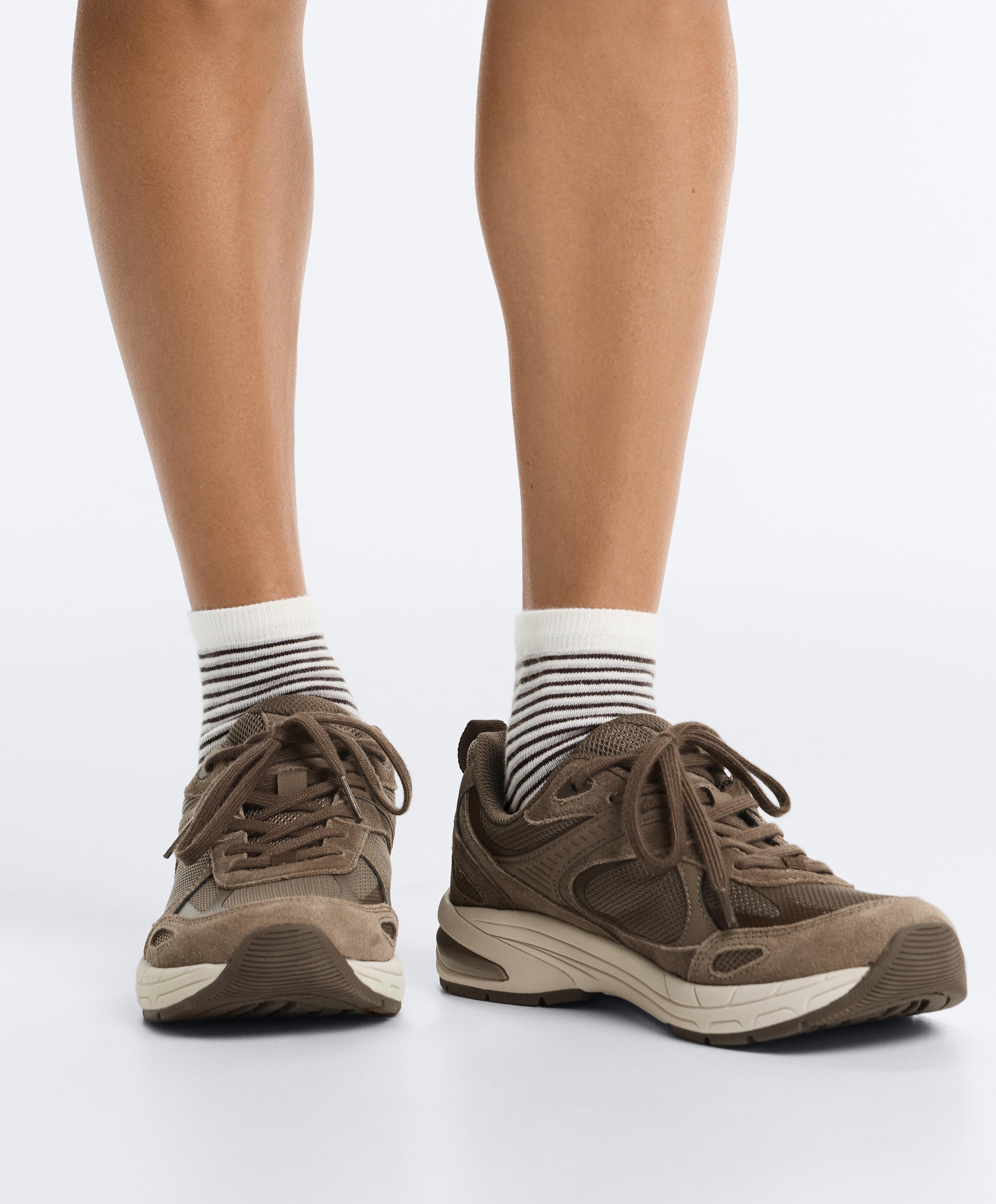 5 pairs of cotton blend quarter socks — DARK KHAKI