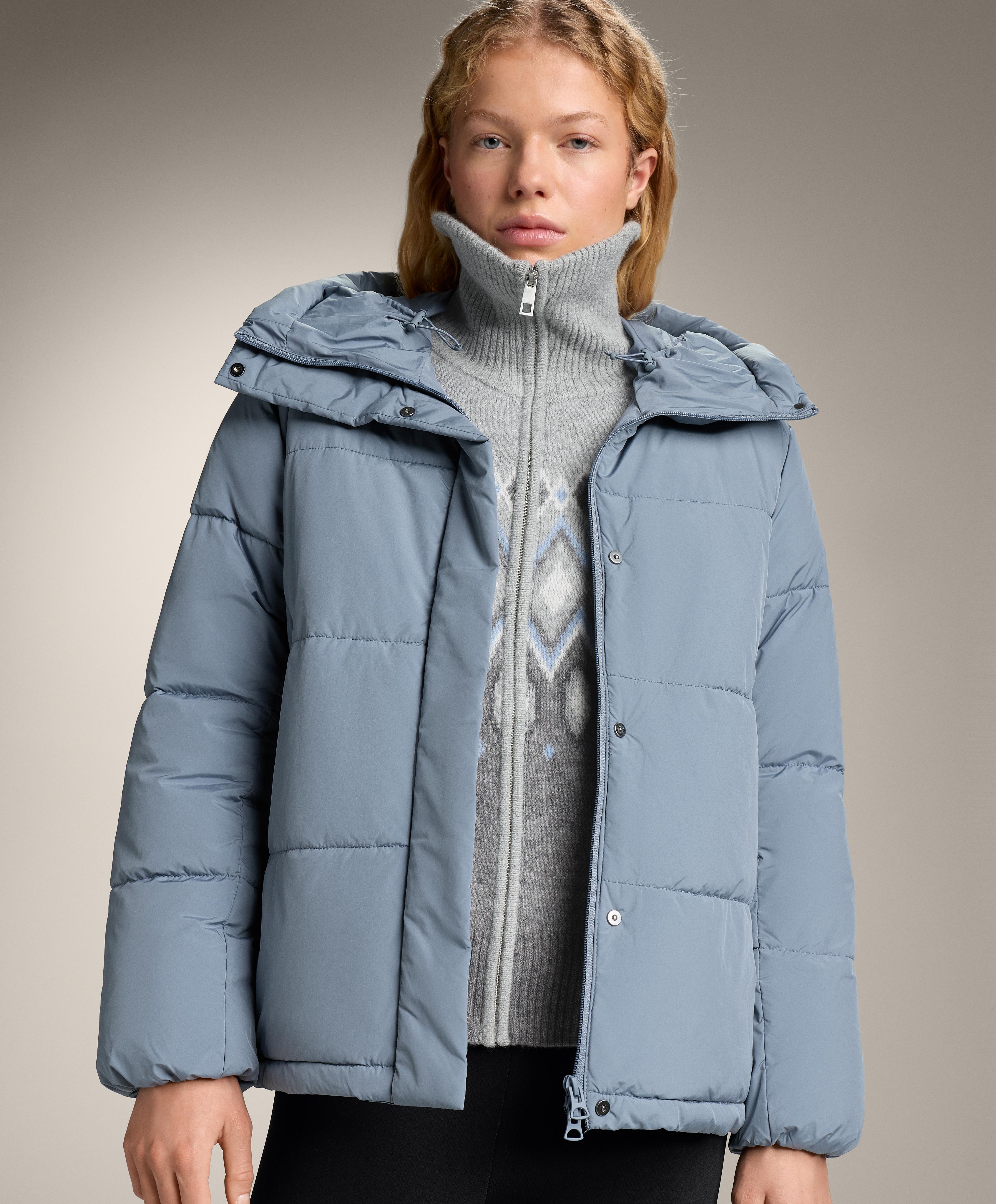 Jacquard print knit jacket with 10% wool