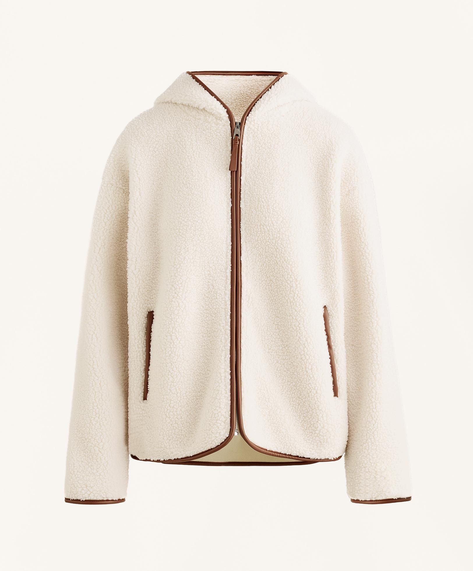 Faux-shearling jacket with hood — ECRU