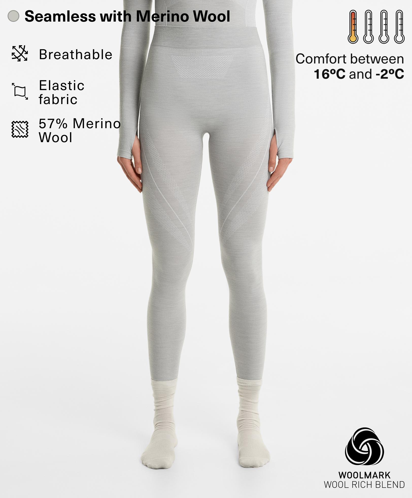 Performance base layers merino wool blend seamless leggings
