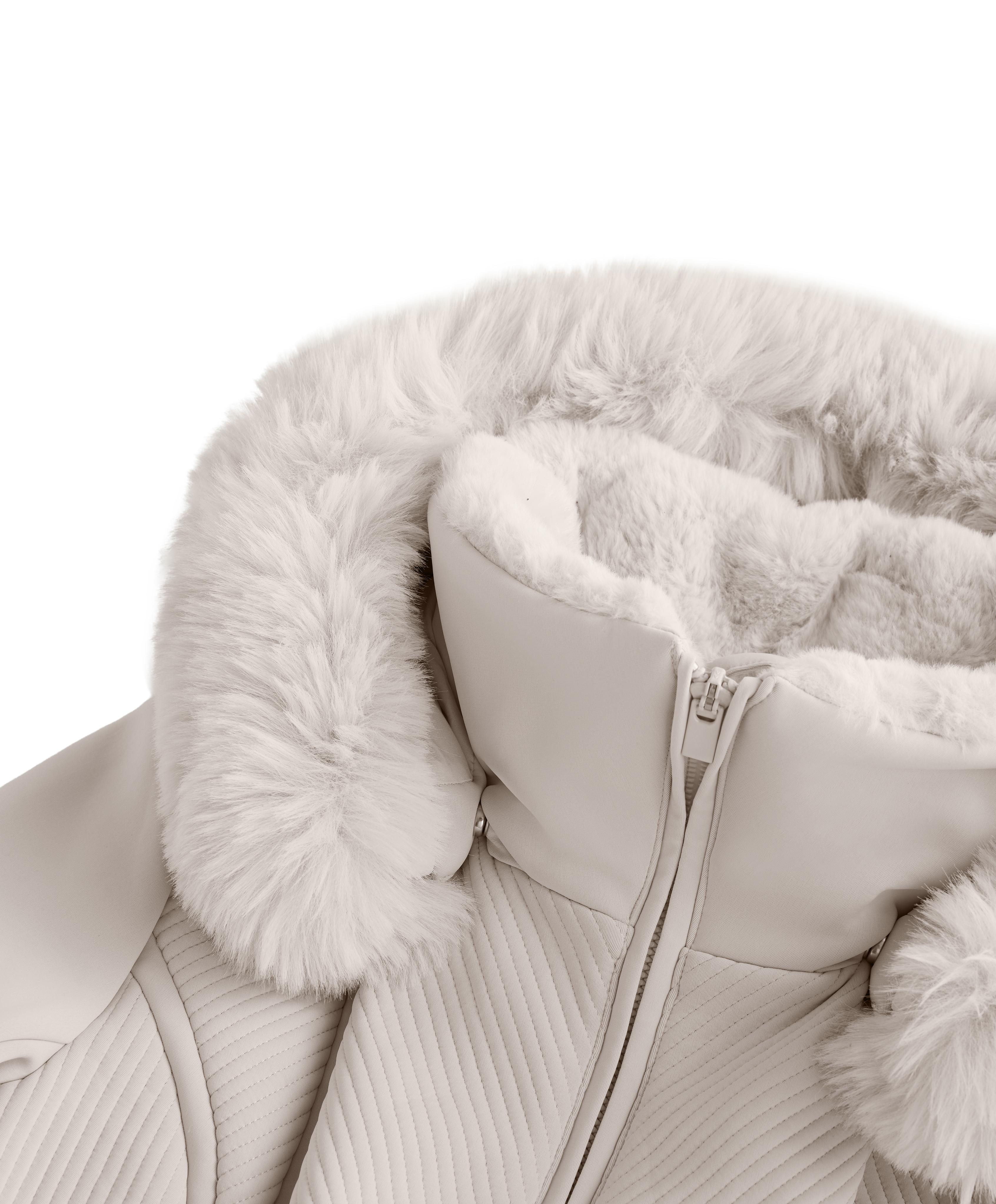 Water-resistant fitted stretch SKI jumpsuit — PALE MINK