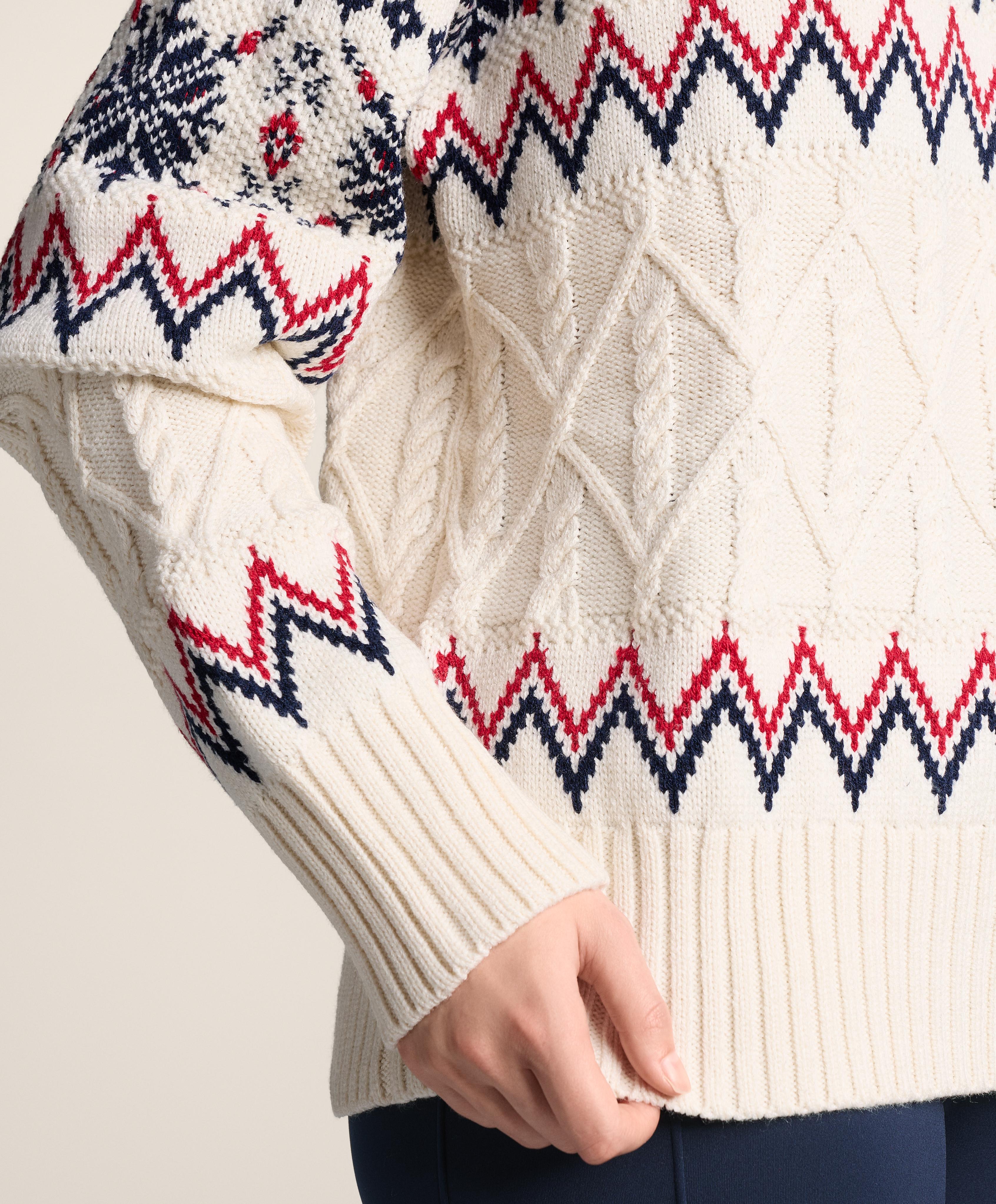 Kar tanesi jakarlı örgü kazak - Görsel 5