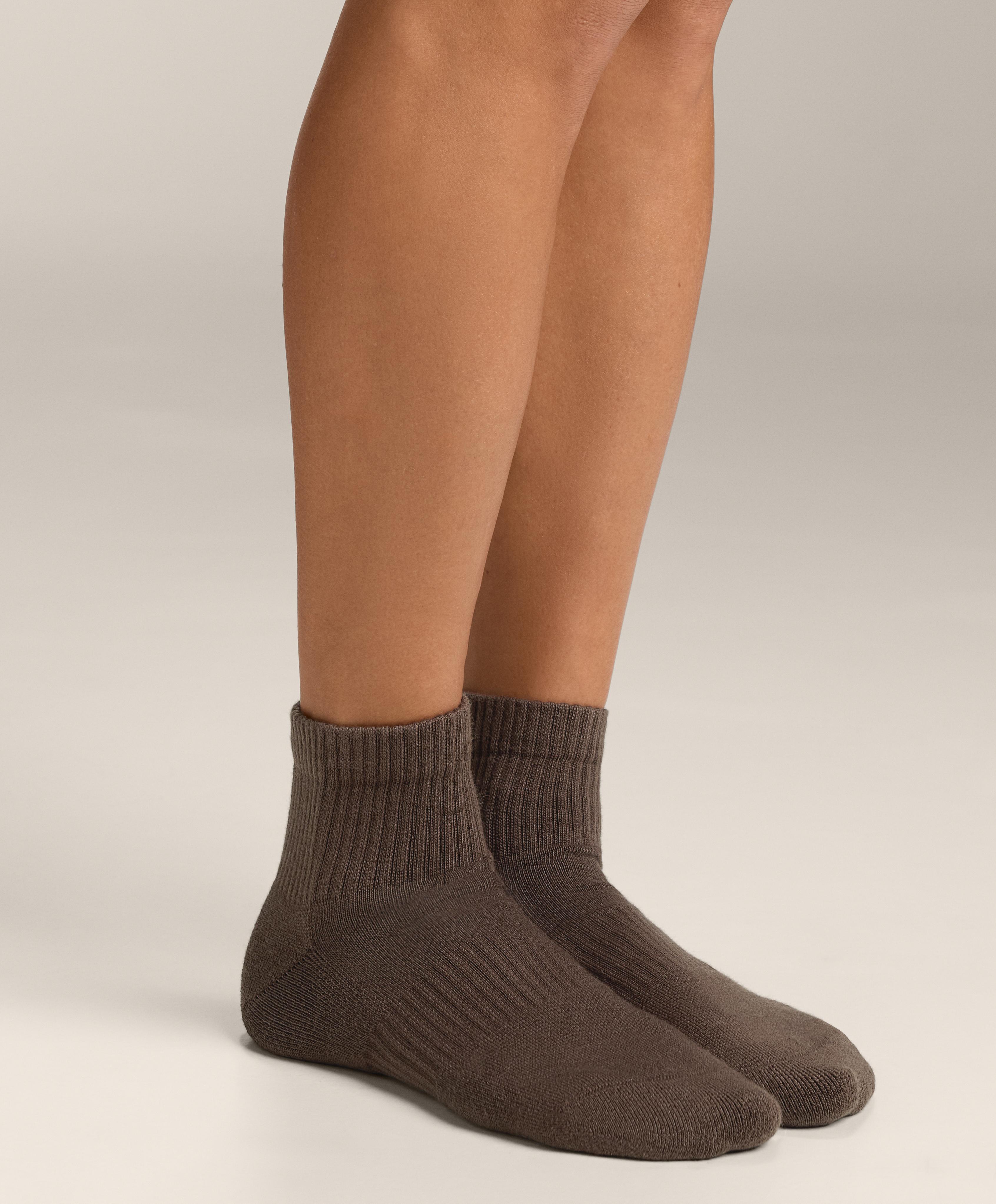 3 pairs of quarter socks with cotton — TAN MELANGE