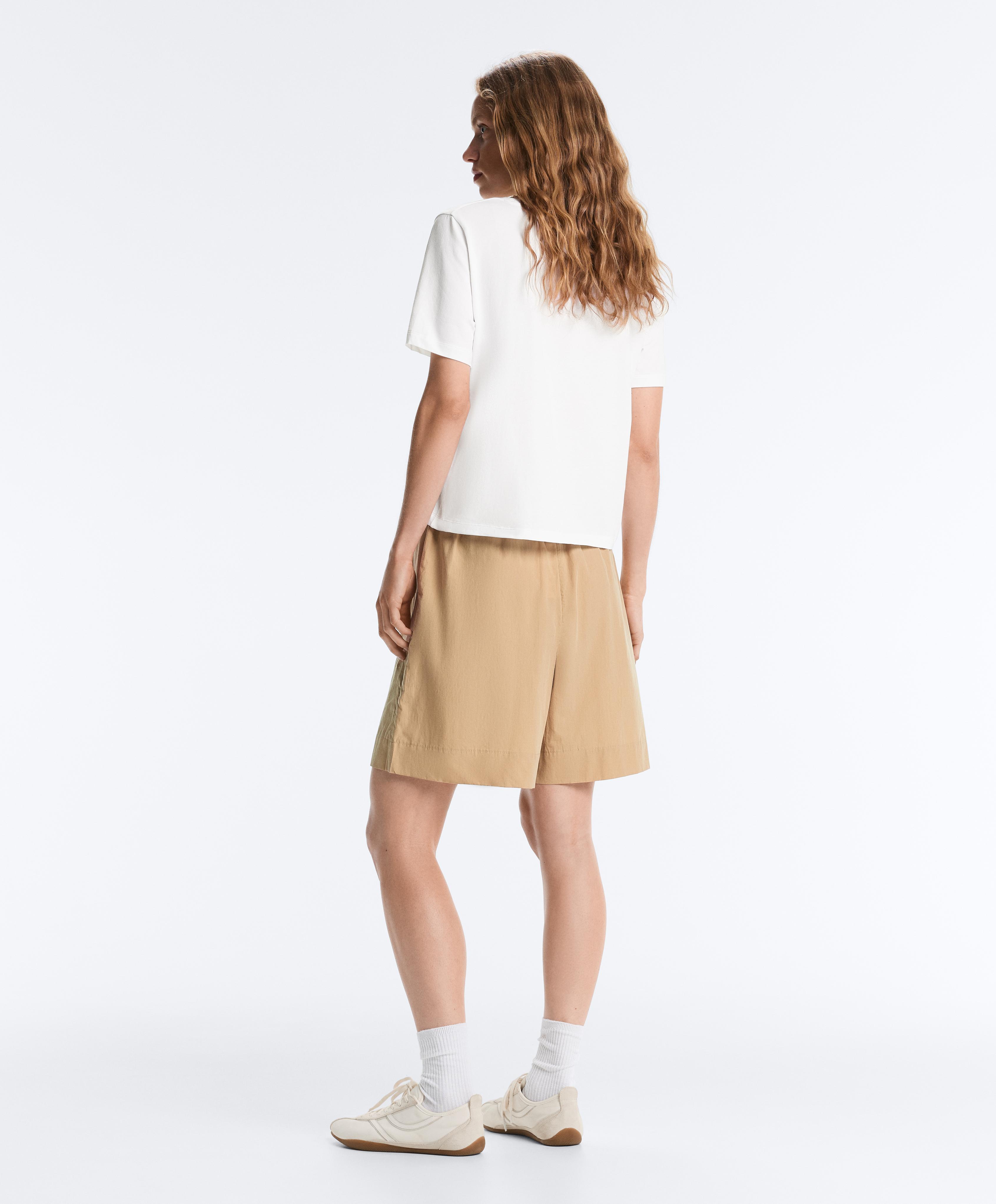 100% cotton Bermuda shorts — CAMEL