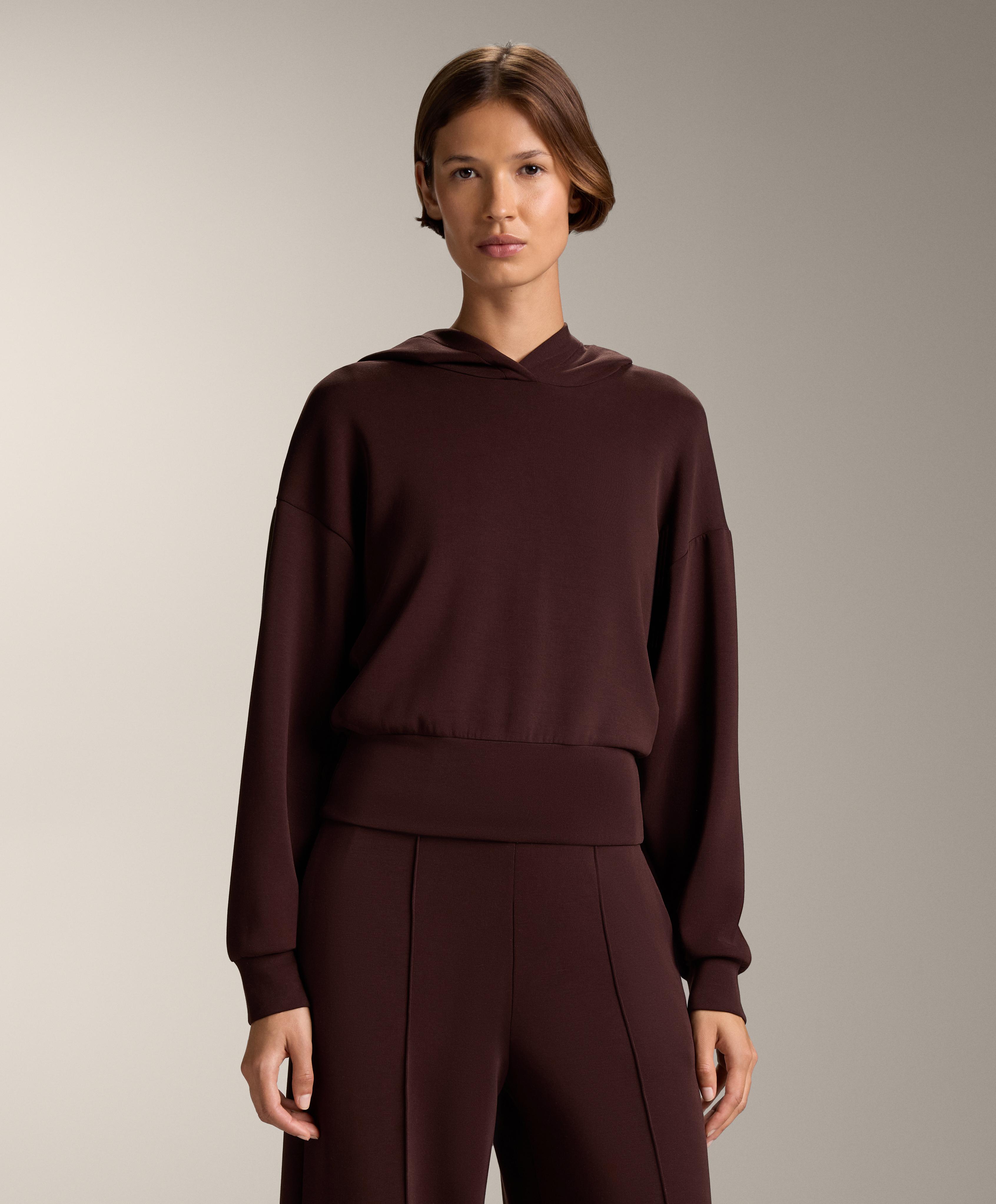 Sweat crop à capuche et taille ajustée en modal au toucher doux Sweat crop à capuche et taille ajustée en modal au toucher doux