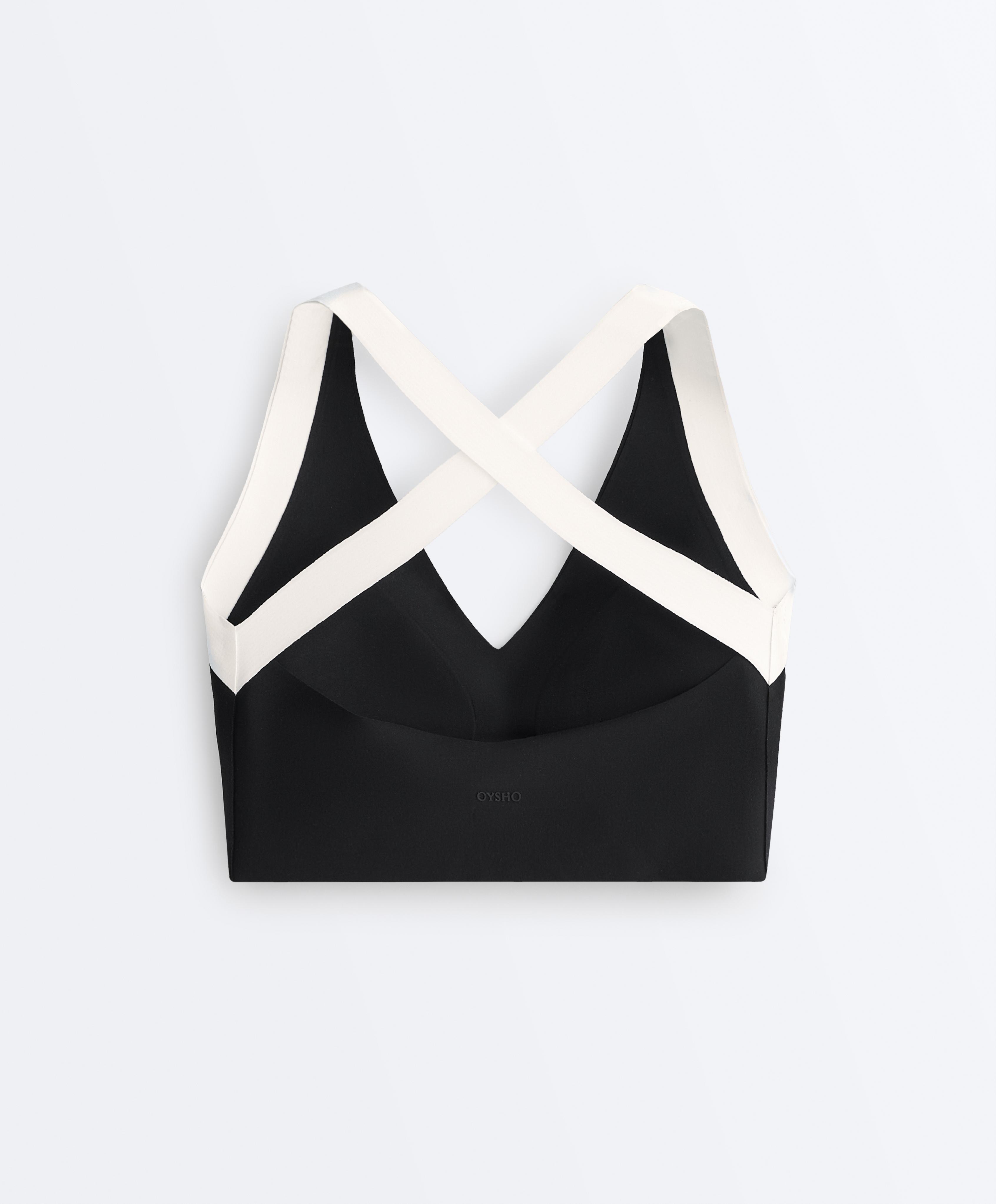 Perfect-adapt medium-support contrast sports bra — BLACK