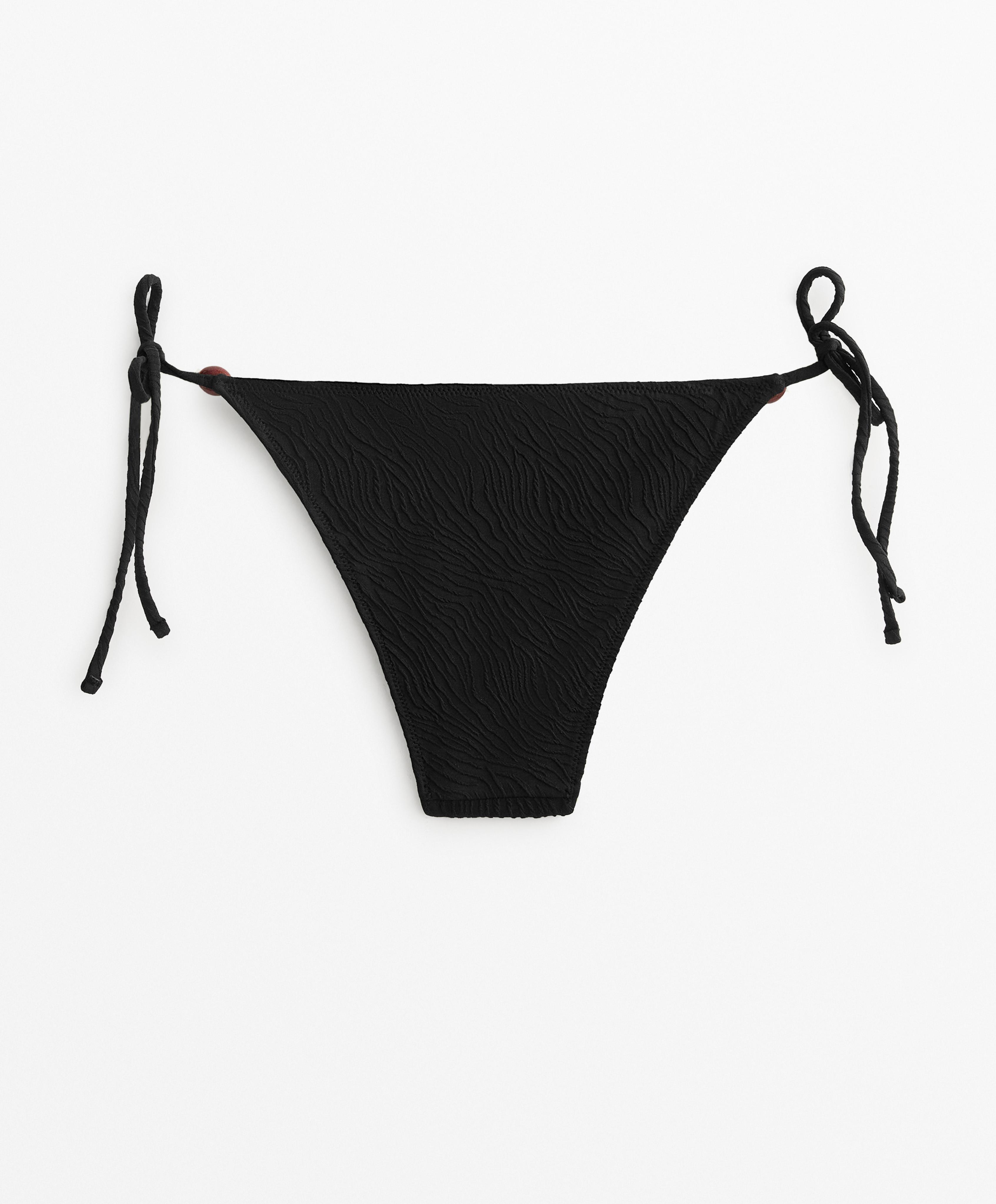Bikinitrusser, medium coverage, i jacquard stof og med bindesløjfer