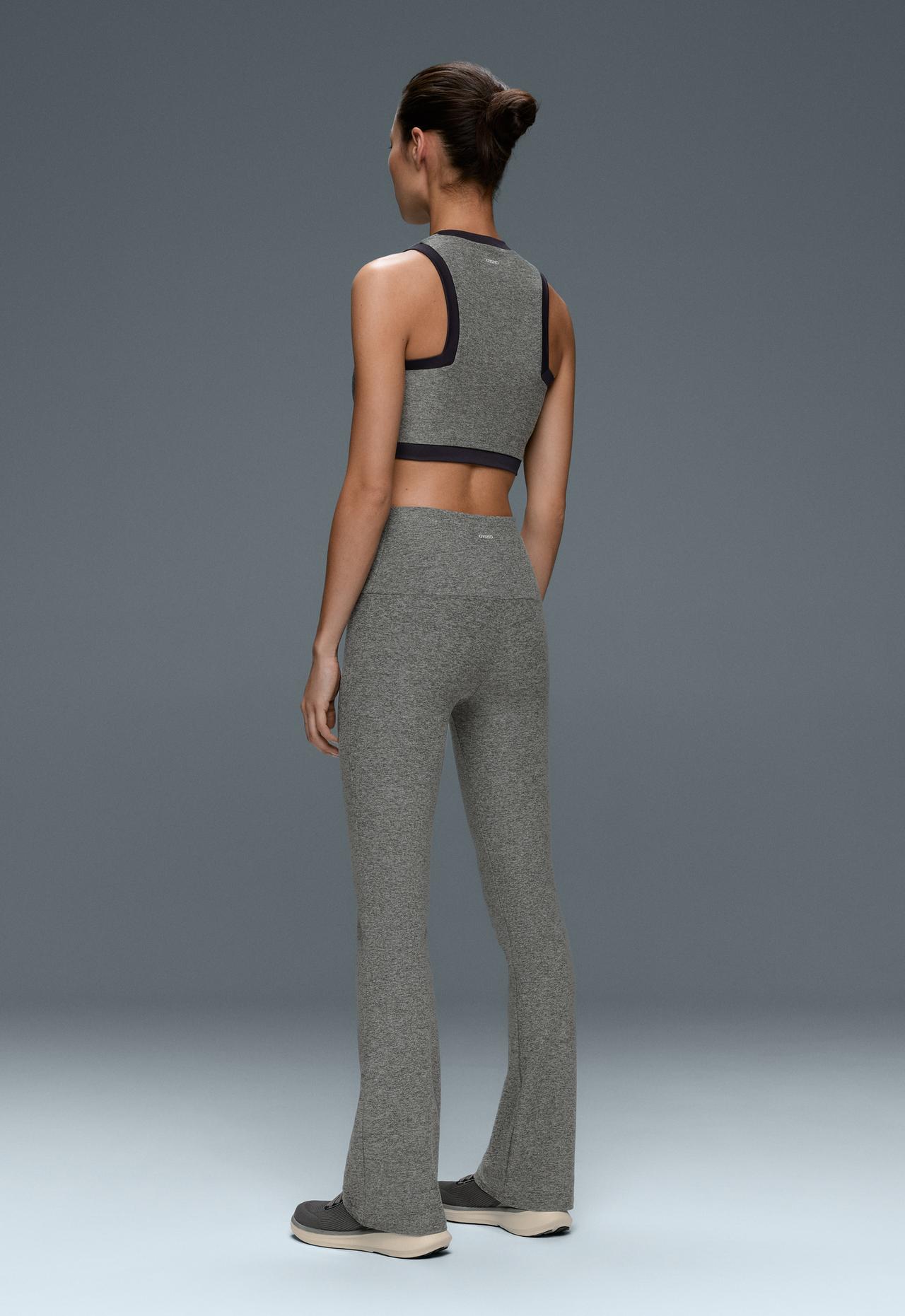 High-rise Comfortlux flare trousers — MOTTLED GREY MELANGE