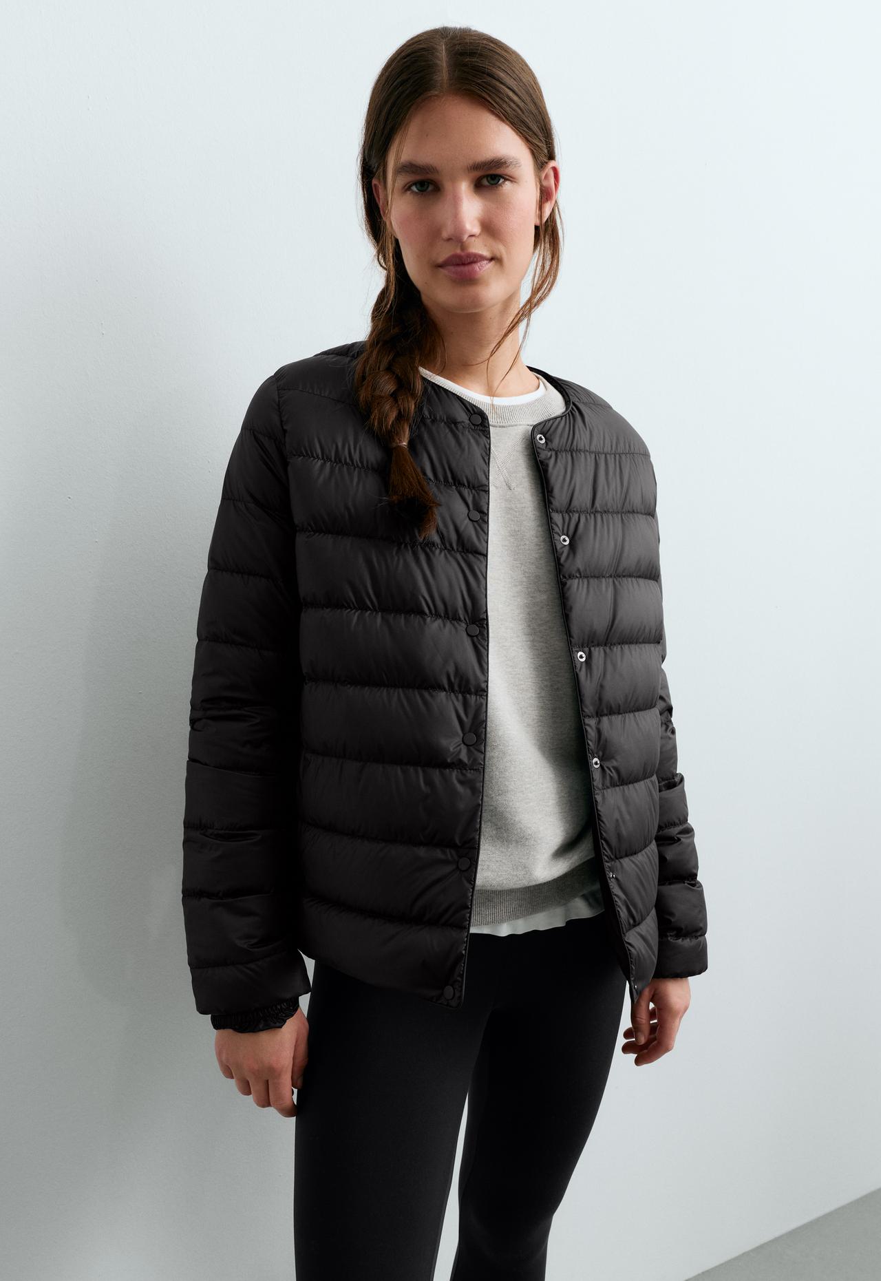 100% down padded packable jacket — BLACK