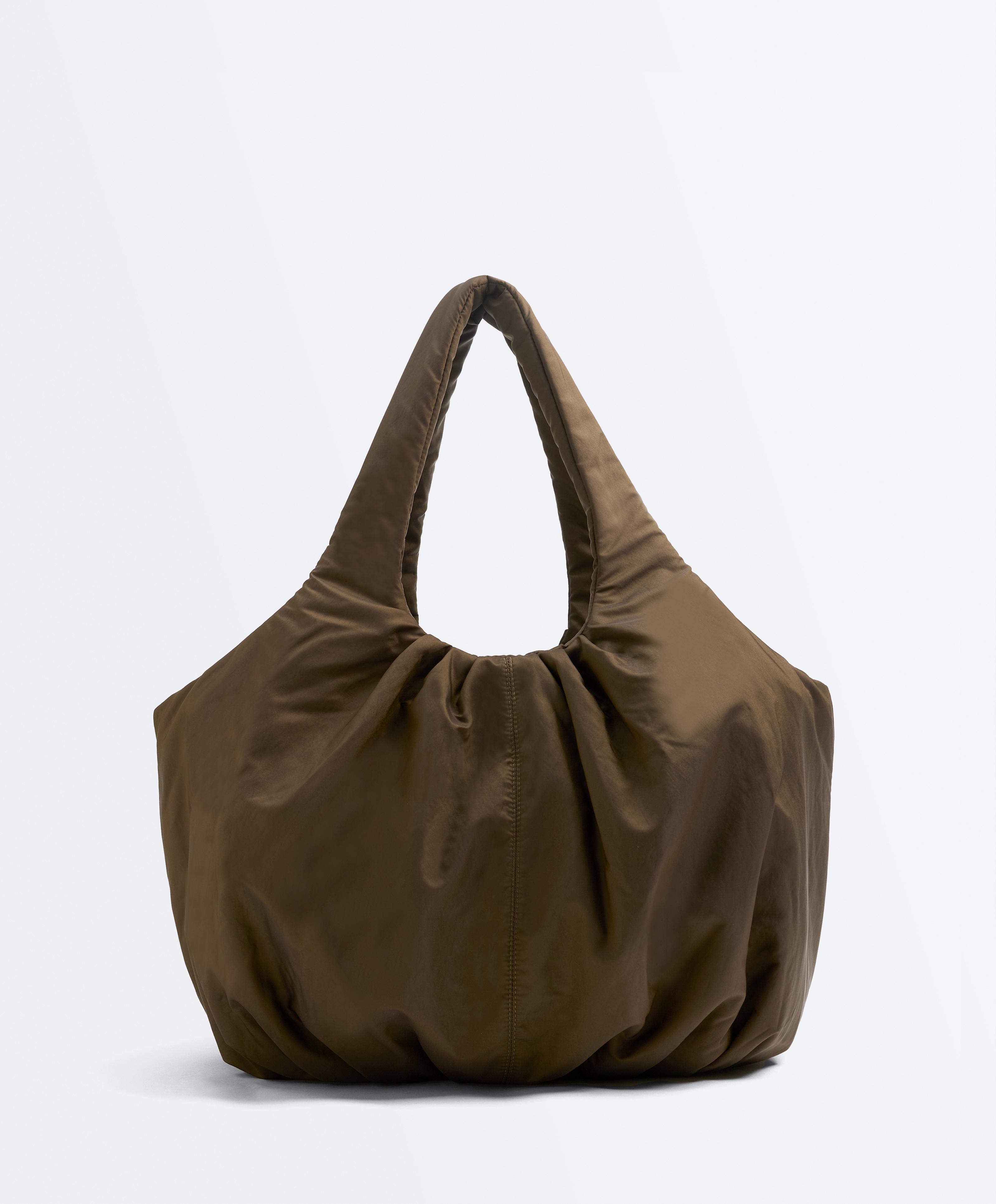 Gathered shopper bag — BROWN