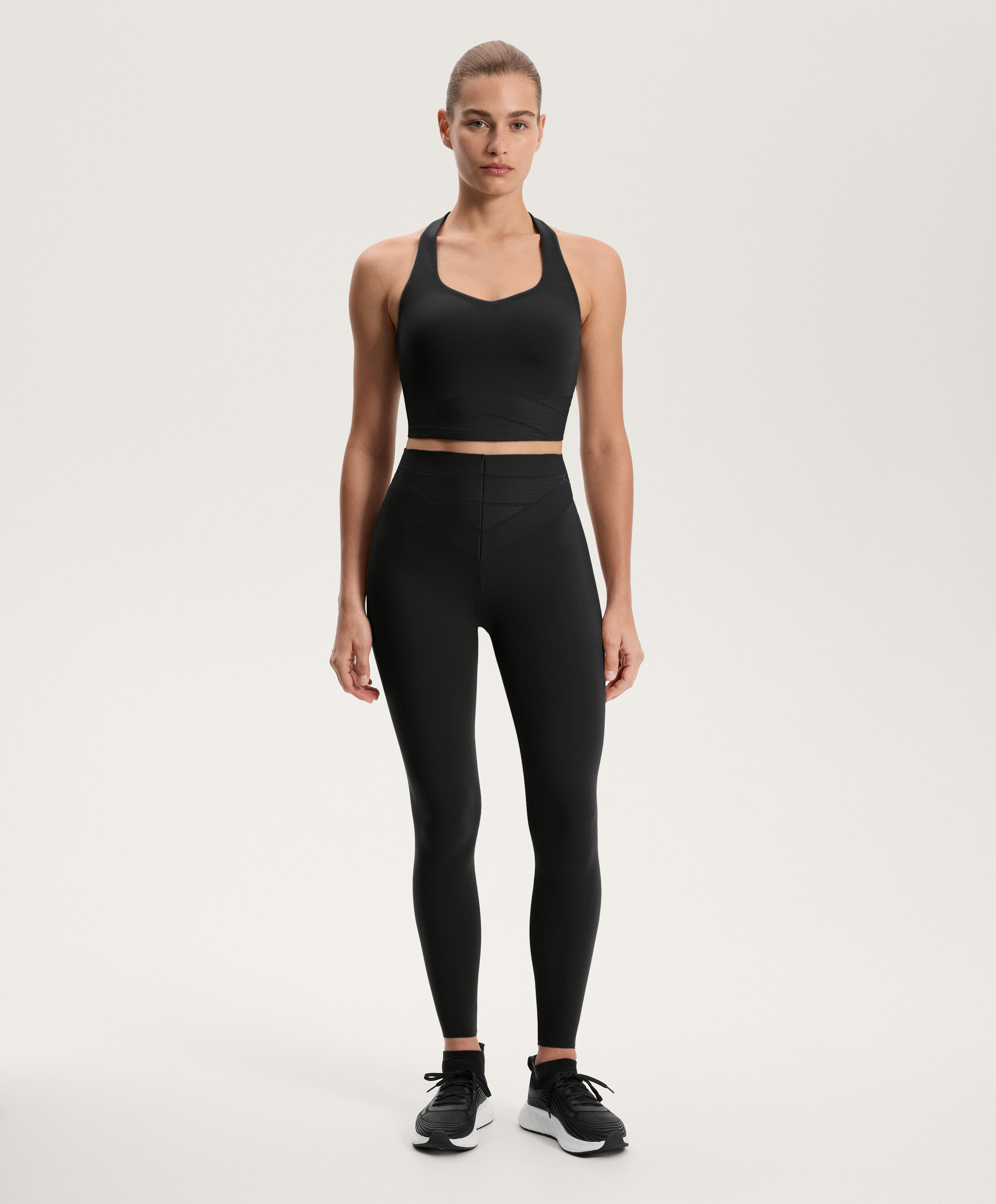 Ankle-length high rise Compressive core control block leggings 65 cm - Распродажа