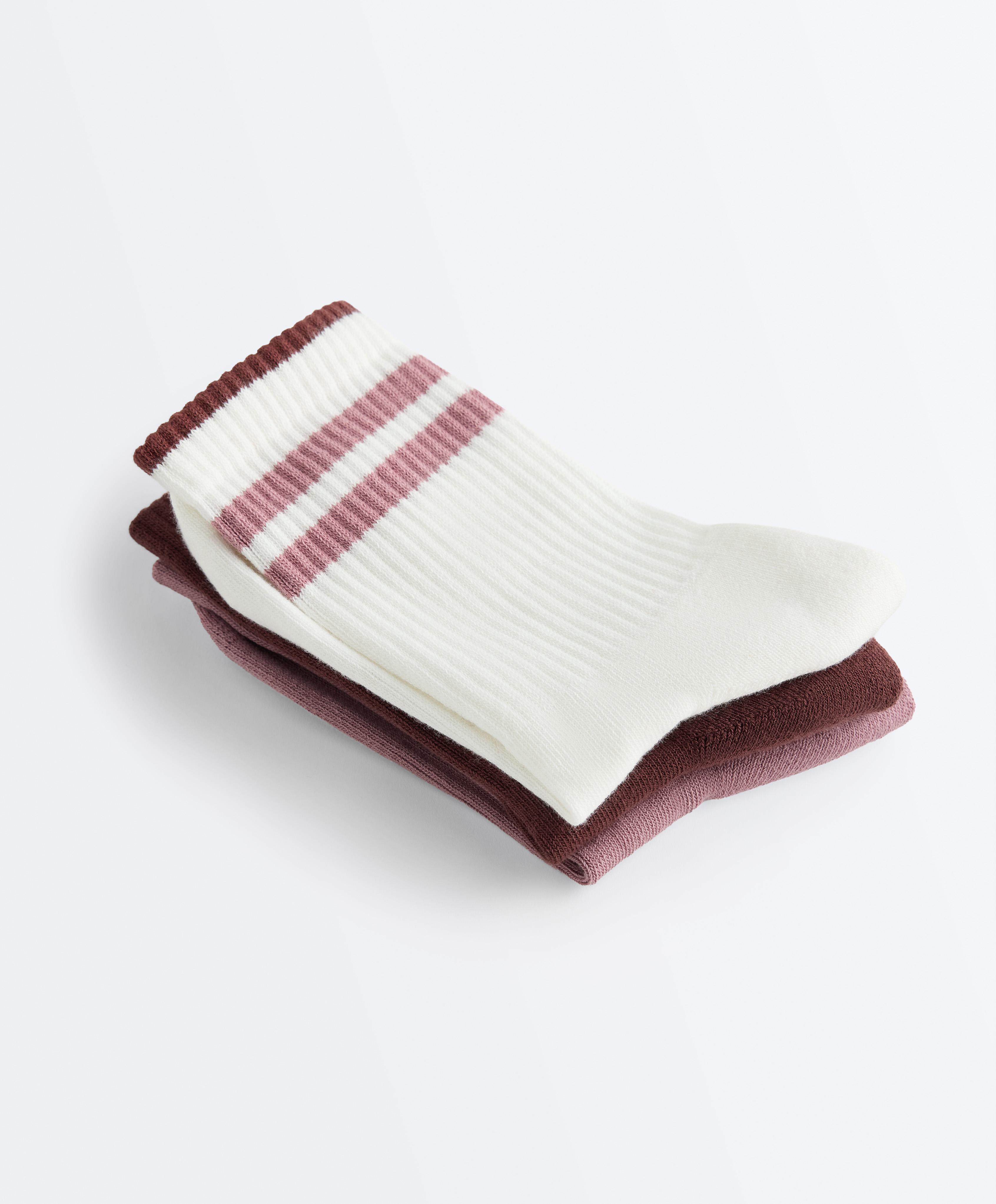 3 pairs of classic cotton blend sports socks — MAHOGANY