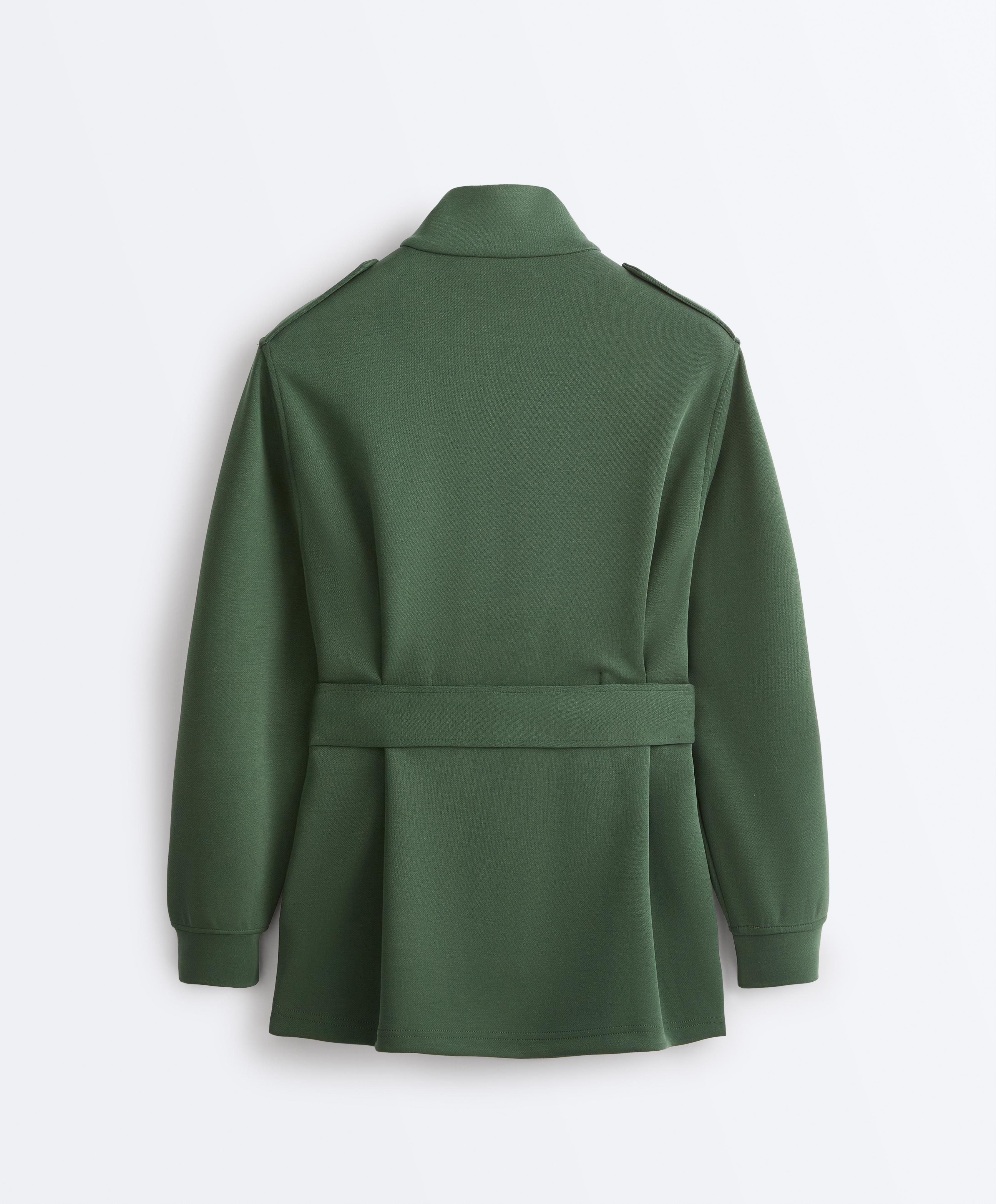 Long Utility jacket with twill belt — GREEN