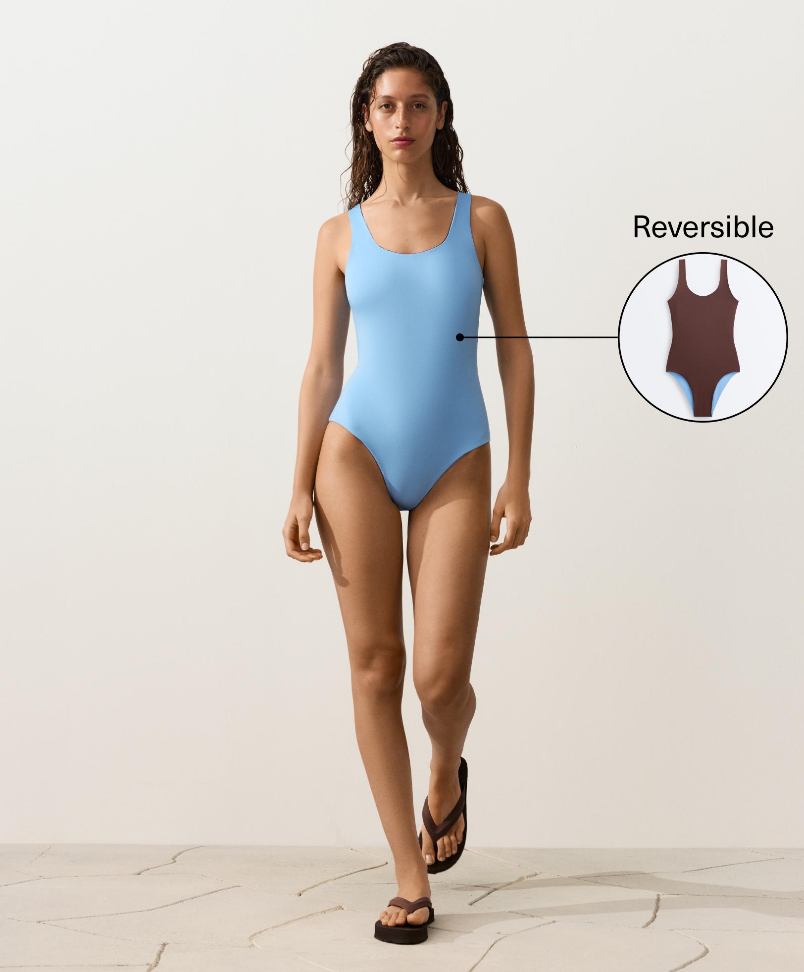Reversible round neck swimsuit