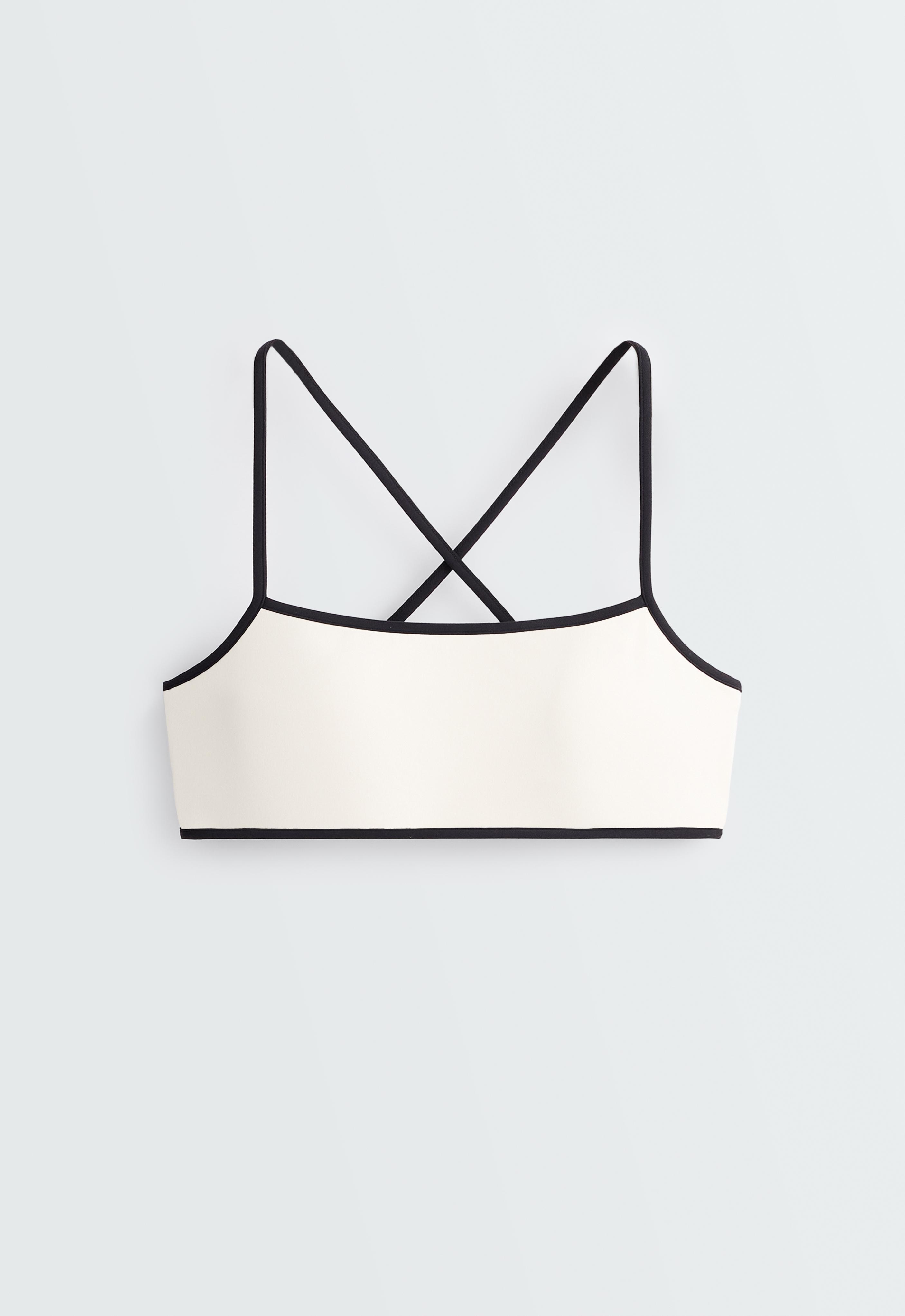 Low-support Comfortlux contrast sports bra — PALE ECRU