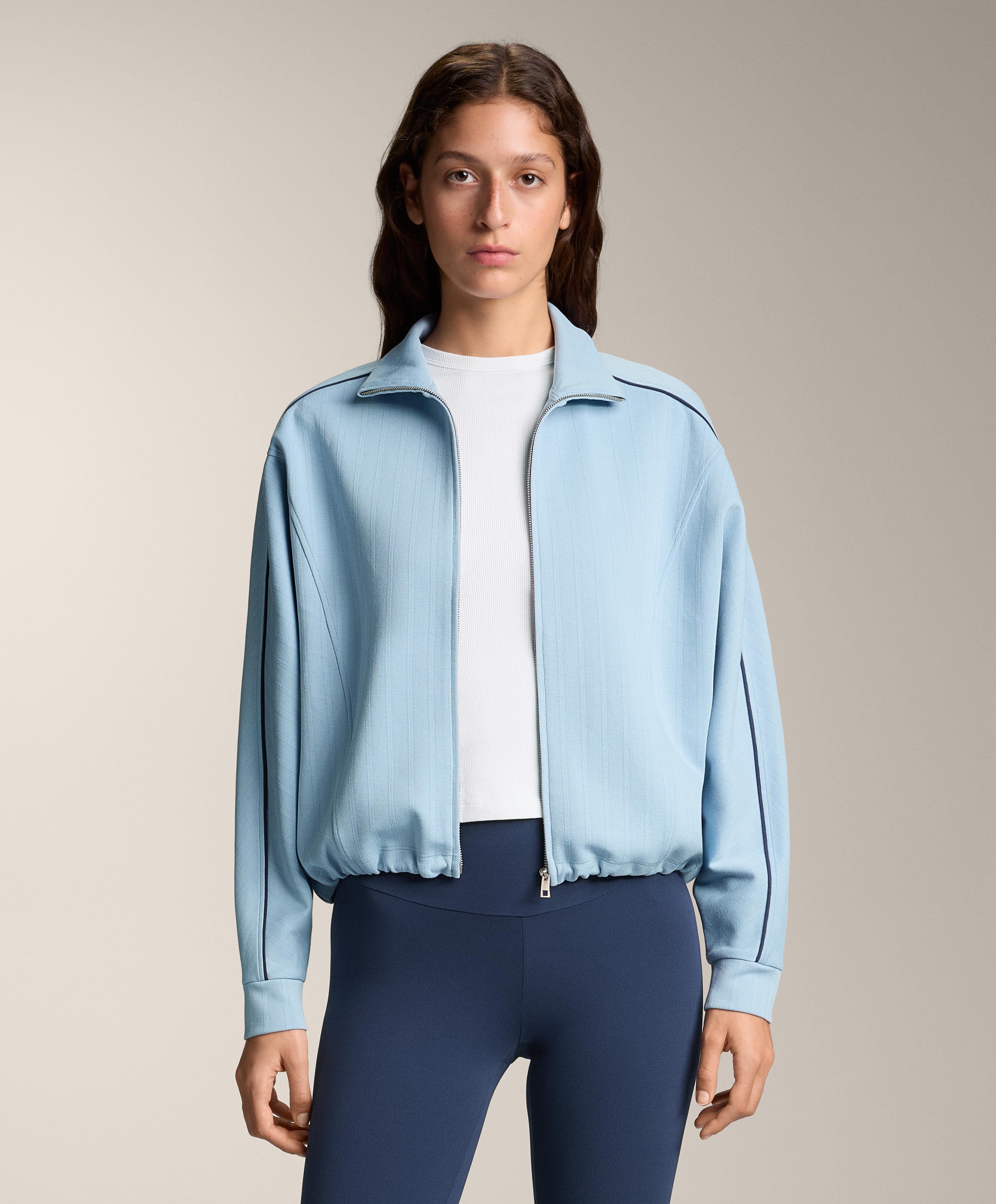 Piqué jacket with side piping and cotton — SKY BLUE