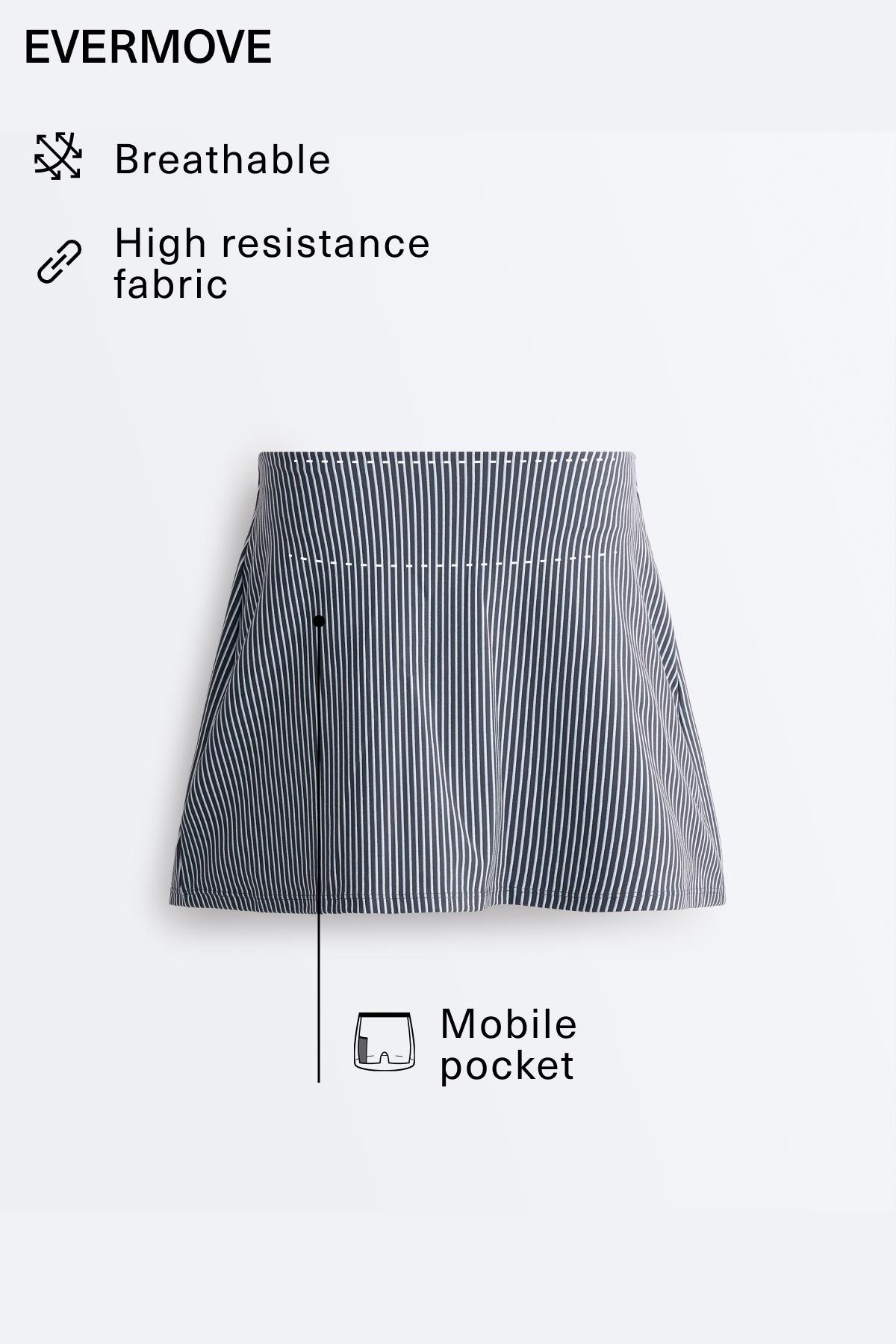Evermove high rise striped short skirt — STEEL GREY