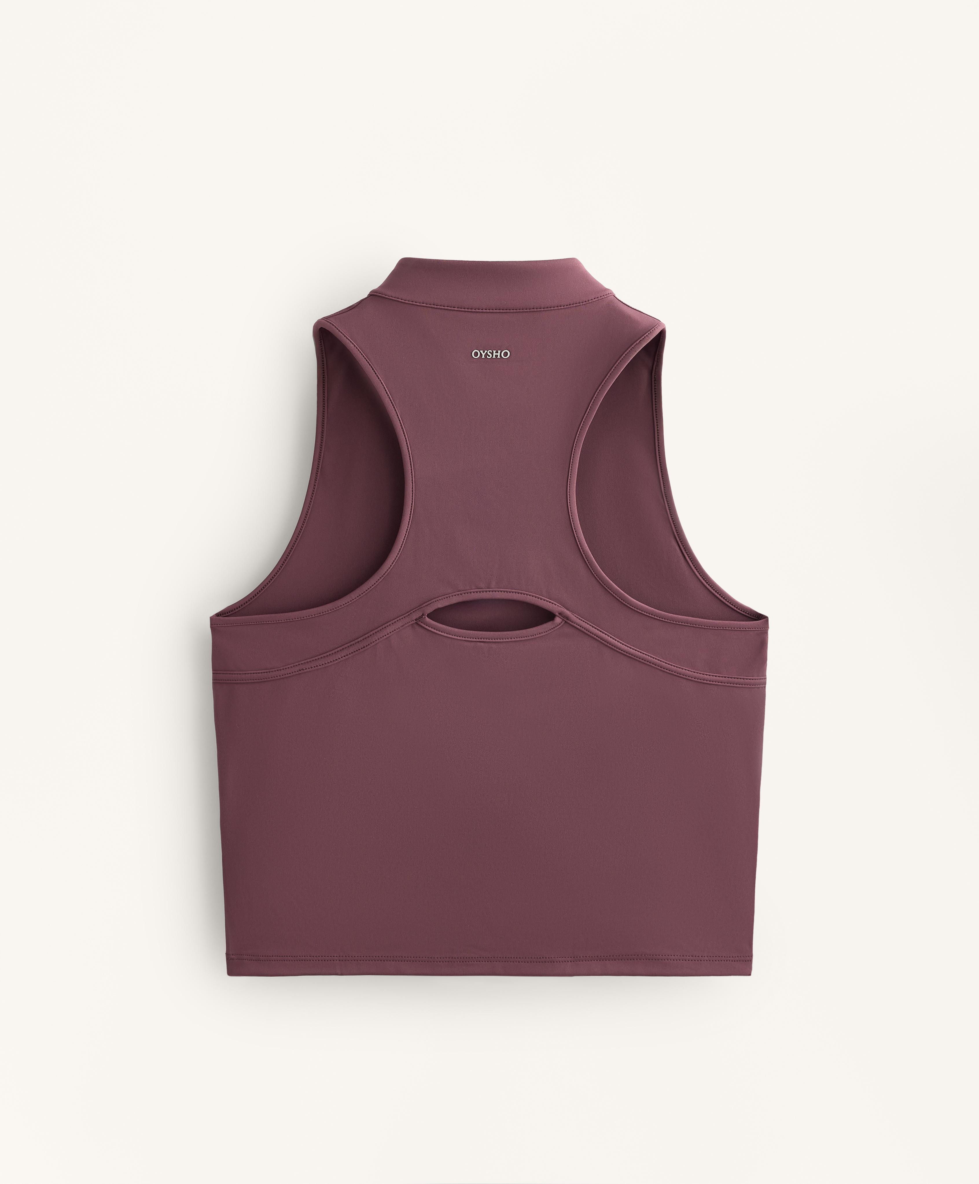 Sleeveless half-zip top