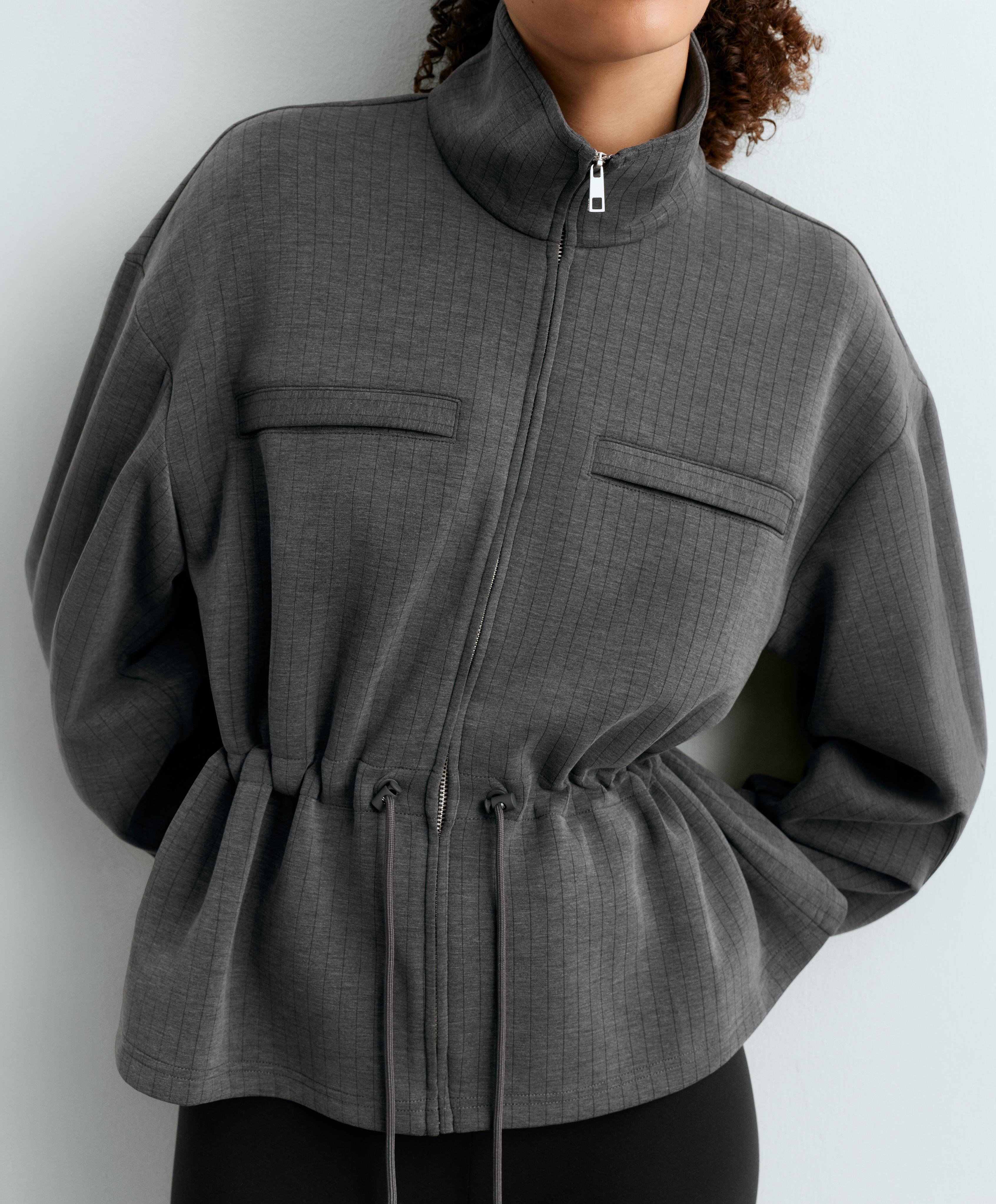 Short jacket with waist adjustment and modal — ASPHALT GREY