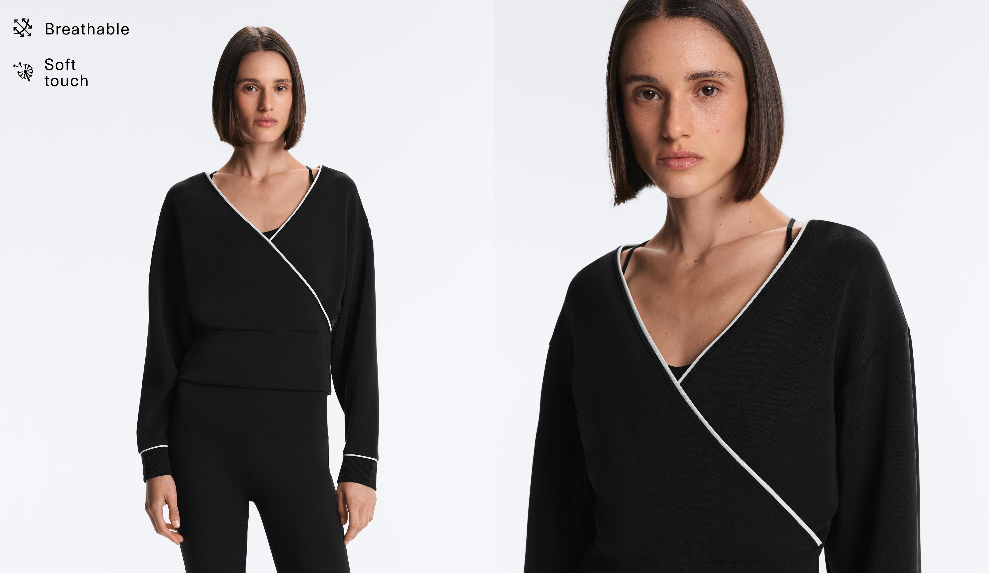 Contrast trim wrap sweatshirt with soft touch modal